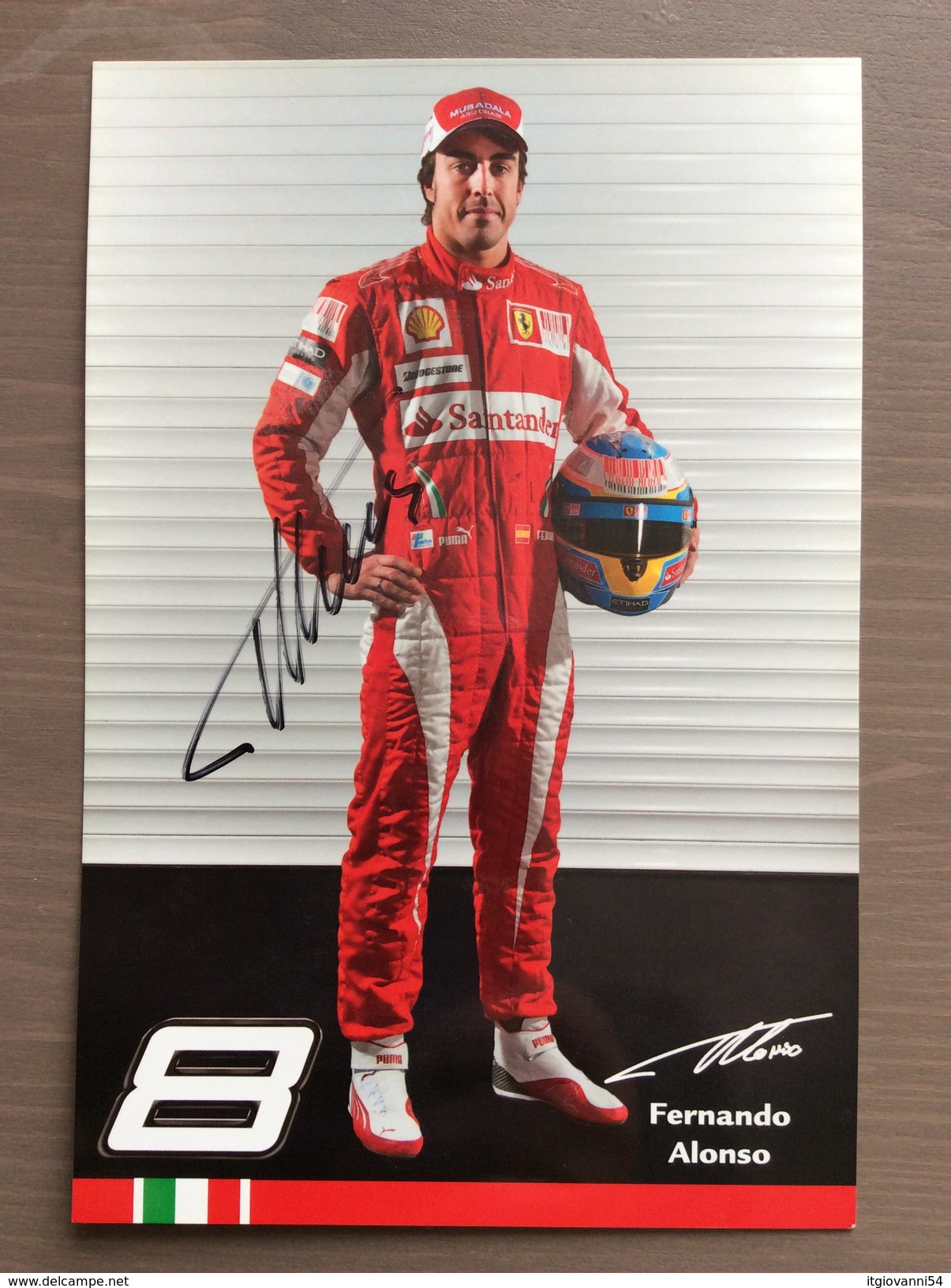 Cartoncino Di Presentazione Fernando Alonso Pilota F1 Ferrari CON AUTOGRAFO ORIGINALE - Grand Prix / F1