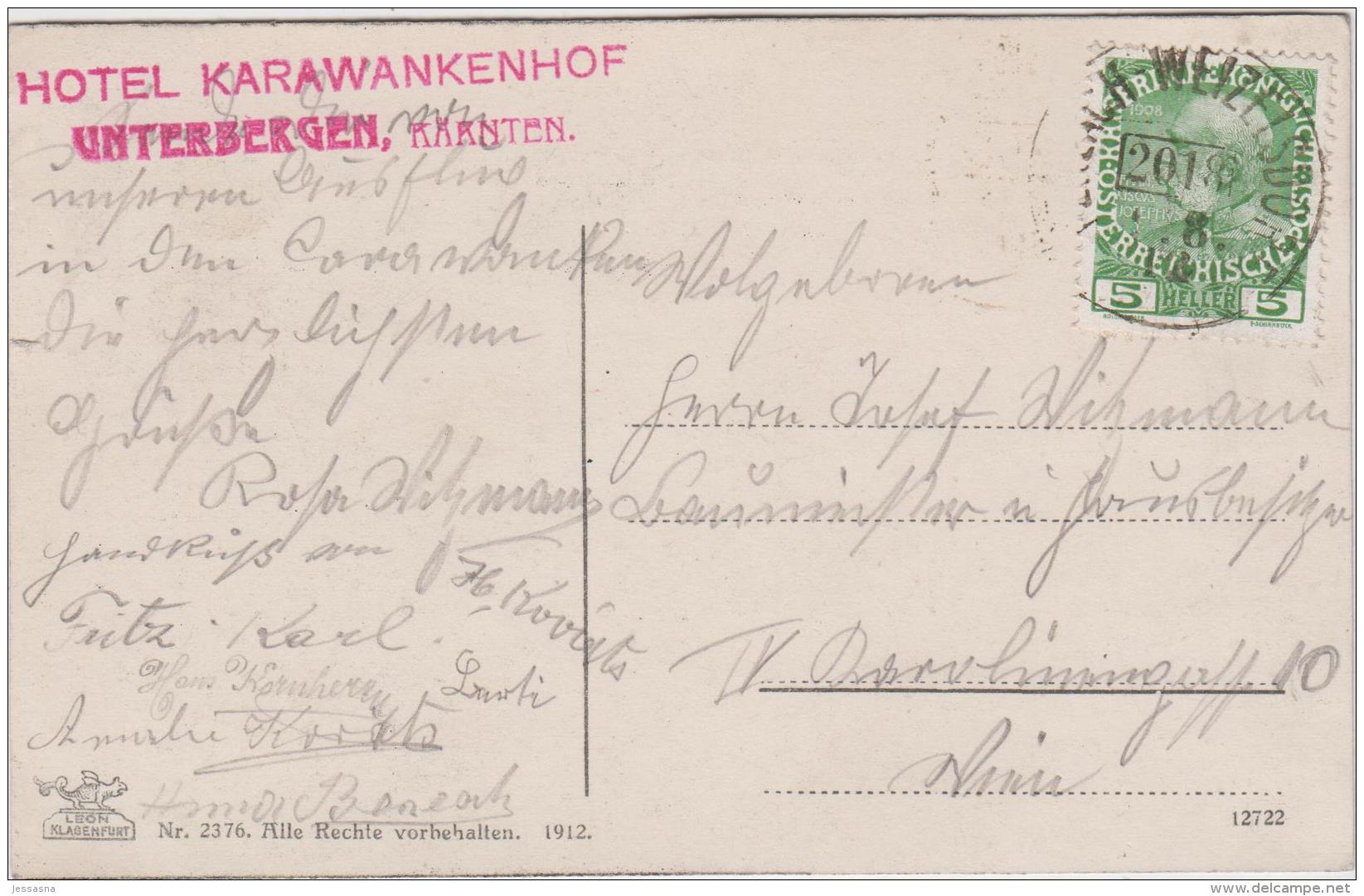 AK - UNTERBERGEN (Podgora) Im Rosental - HOTEL KARAWANKENHOF 1912 - Ferlach