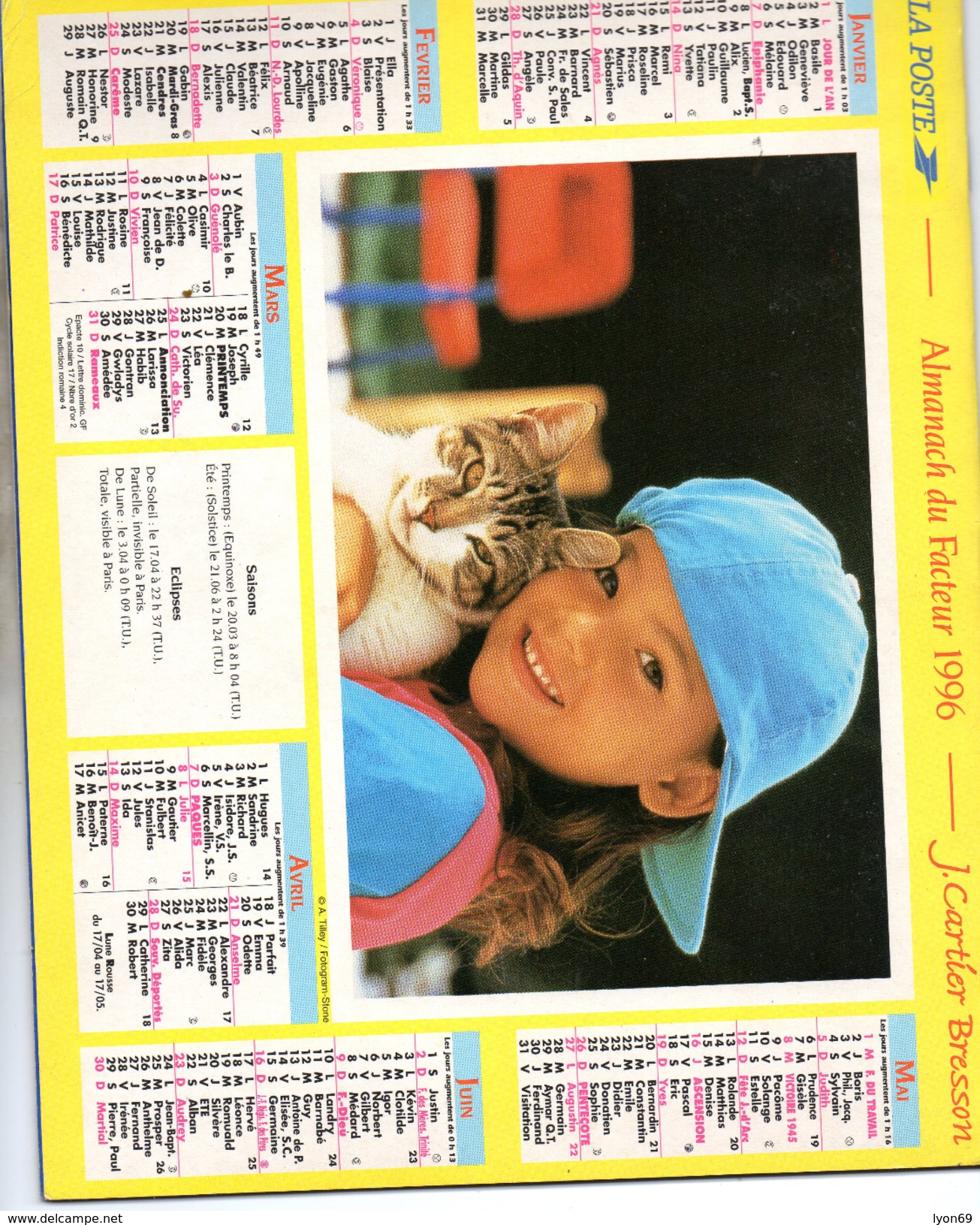 AKMANACH DES PTT 1996    CHAT CHIEN ENFANT  EDITER CARTIER BRESSON - Grand Format : 1991-00