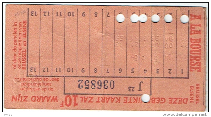 Ticket. Carte De Tram. STIB/MIVB. Publicité "A La Bourse, Bruxelles". - Europe