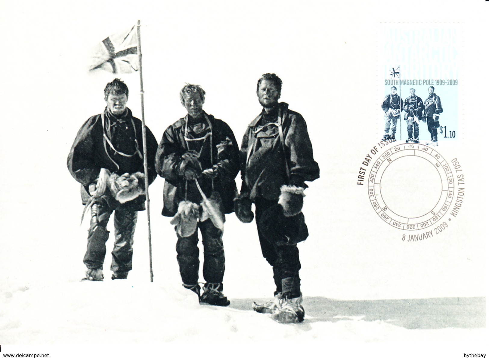 Australian Antarctic Territory Maxicard 2009 Scott #L147 $1.10 Mackay, Mawson, David - Centenary South Magnetic Pole - Maximum Cards