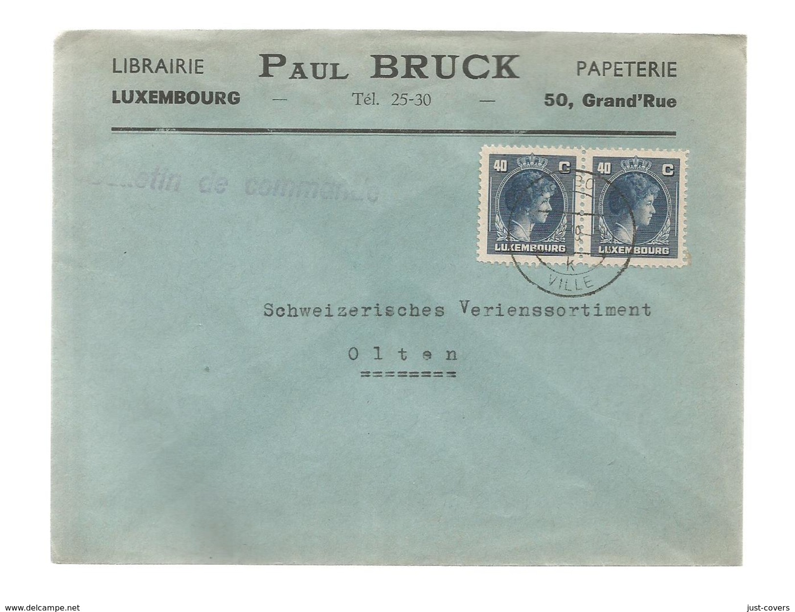 Luxembourg Scott # 221A Horizontal Pair .............................(sff) - 1944 Charlotte Right-hand Side