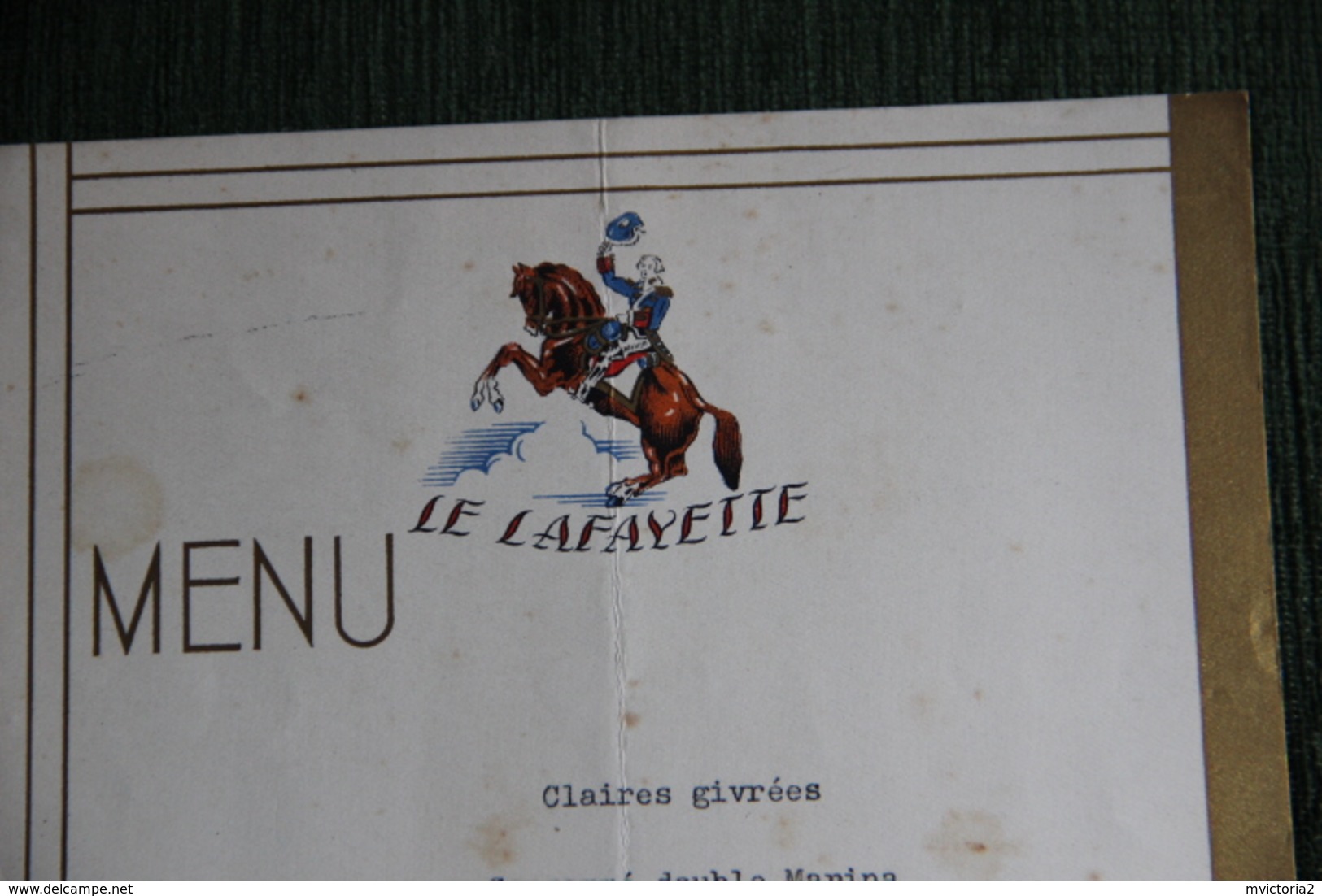 Menu  " LE LAFAYETTE ". - Menus