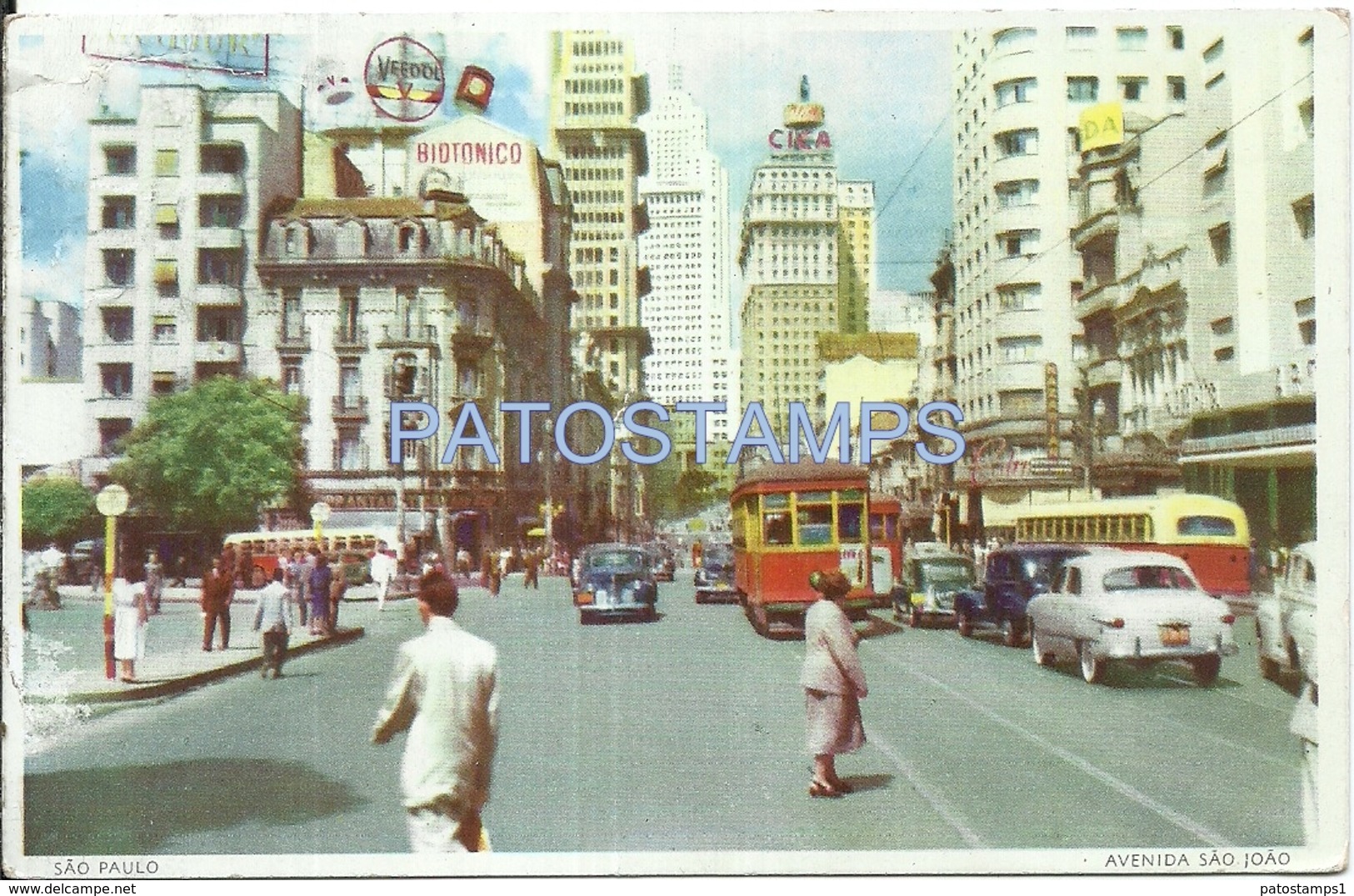 64041 BRAZIL BRASIL SAO PAULO AVENUE SAO JOAO TRAMWAY TRANVIA POSTAL POSTCARD - Andere & Zonder Classificatie