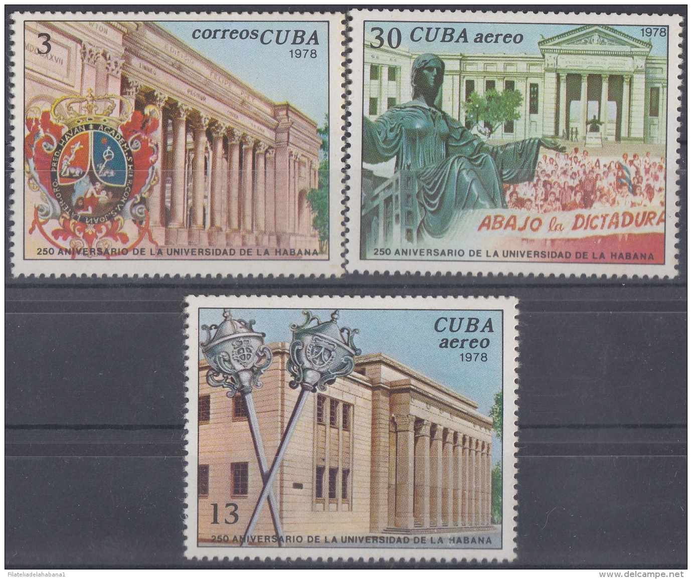 1978.52 CUBA 1978 MNH Ed.2437-2439. 250 ANIV UNIVERSIDAD DE LA HABANA. FONDATION HAVANA UNIVERSITY. - Unused Stamps