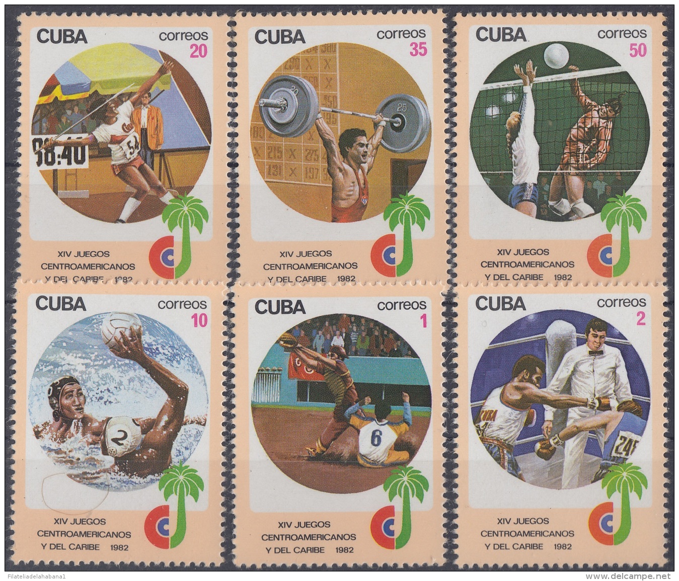 1982.56 CUBA 1982 MNH Ed.2843-48. JUEGOS CENTROAMERICANOS. CENTROAMERICAN GAMES. BOXING VOLLEYBALL BASKETBALL BASEBALL. - Ongebruikt