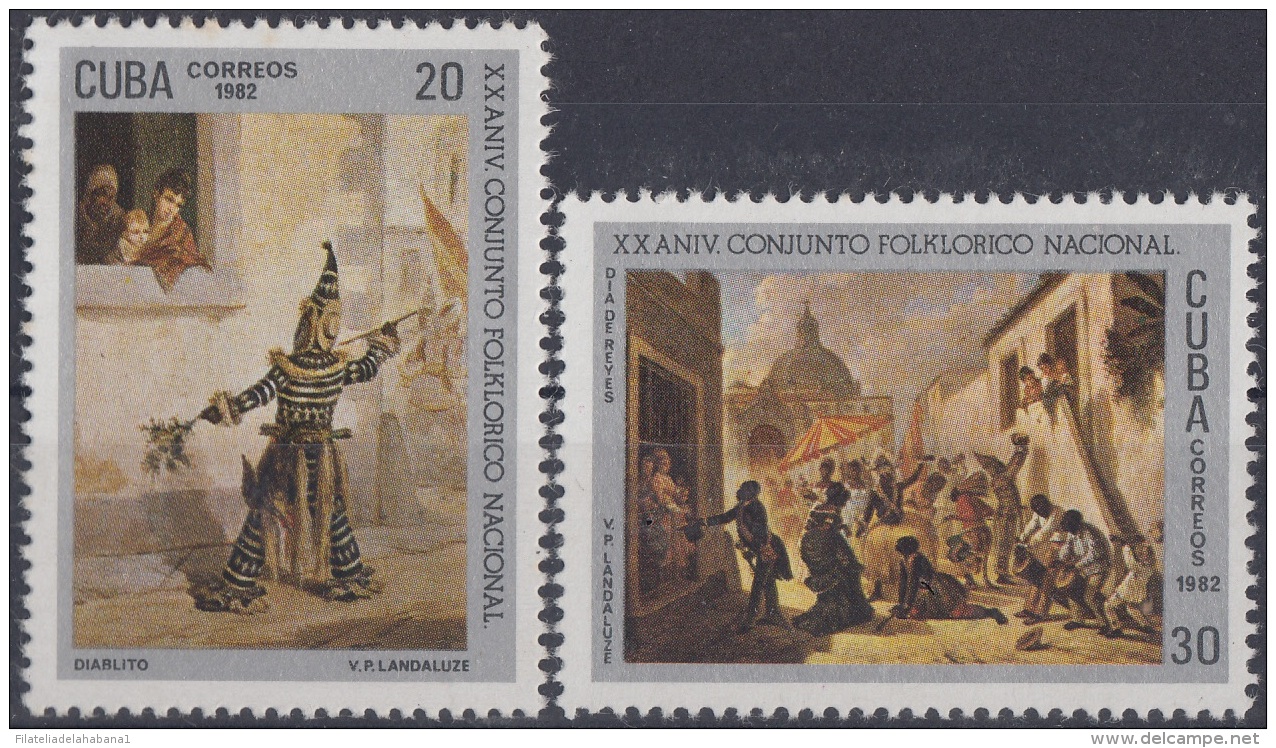 1982.58 CUBA 1982 MNH Ed.2857-58. XX ANIV CONJUNTO FOLKLORICO. ART LANZALUCE DIABLITO YREME DIA DE REYES. - Neufs