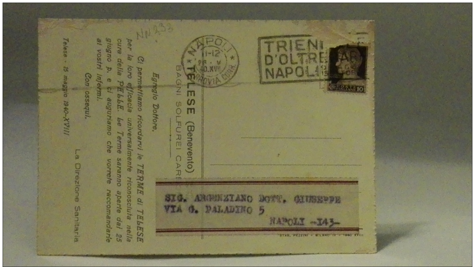 NN1, CARTOLINE, POSTCARDS, CARTOLINA, EUROPA, ITALY, ITALIA, CAMPANIA, BENEVENTO, TELESE Bagni Solfurei - Benevento