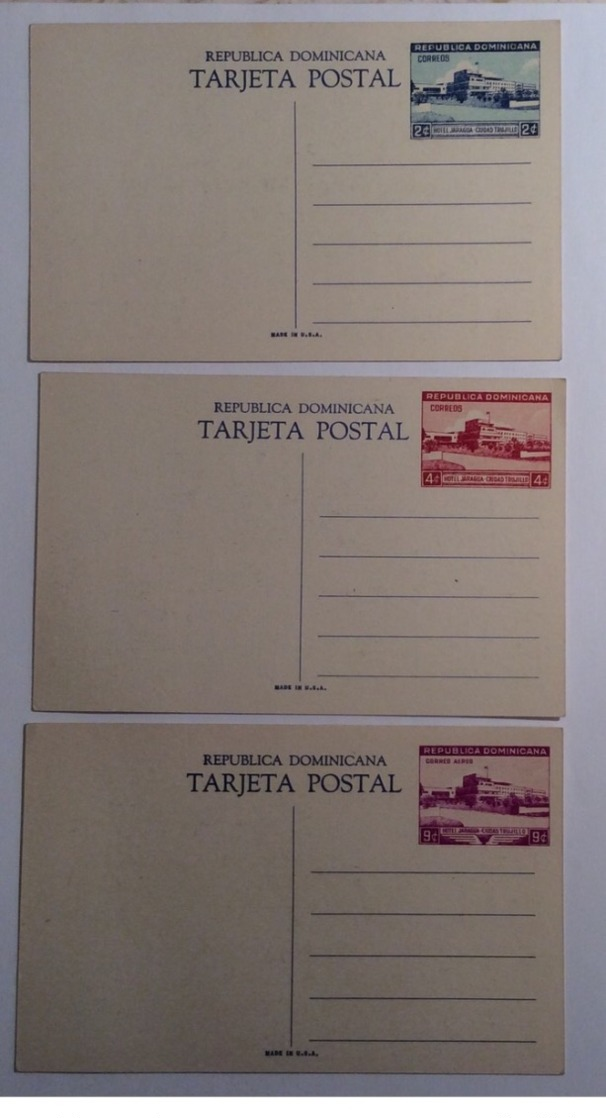 Dominican Republic 1949 Postal Stationery Set CIUDAD TRUJILLO (explorer Columbus First Cathedral Of America Architecture - Dominicaine (République)