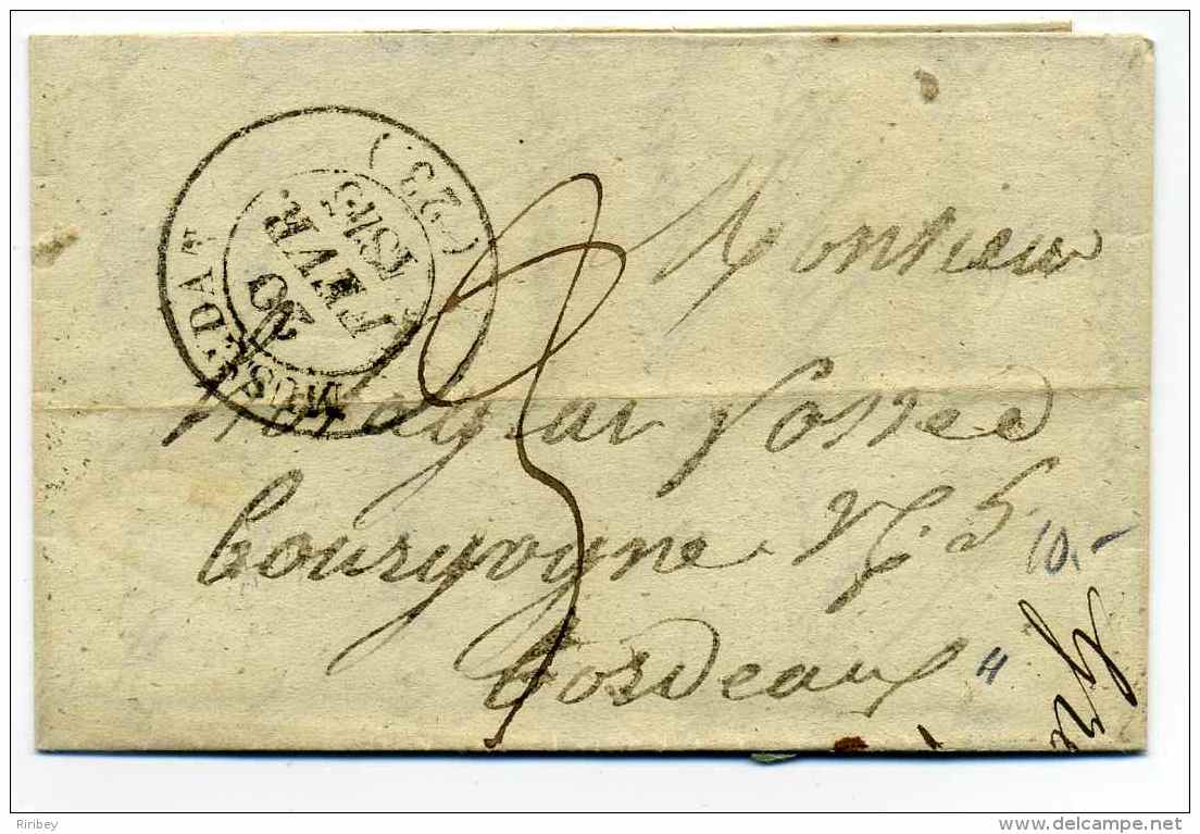 T14 MUSSIDAN + Taxe Manuscrite 3 Décimes / Dept 23 Dordogne / 20 Février 1845 - 1801-1848: Precursors XIX
