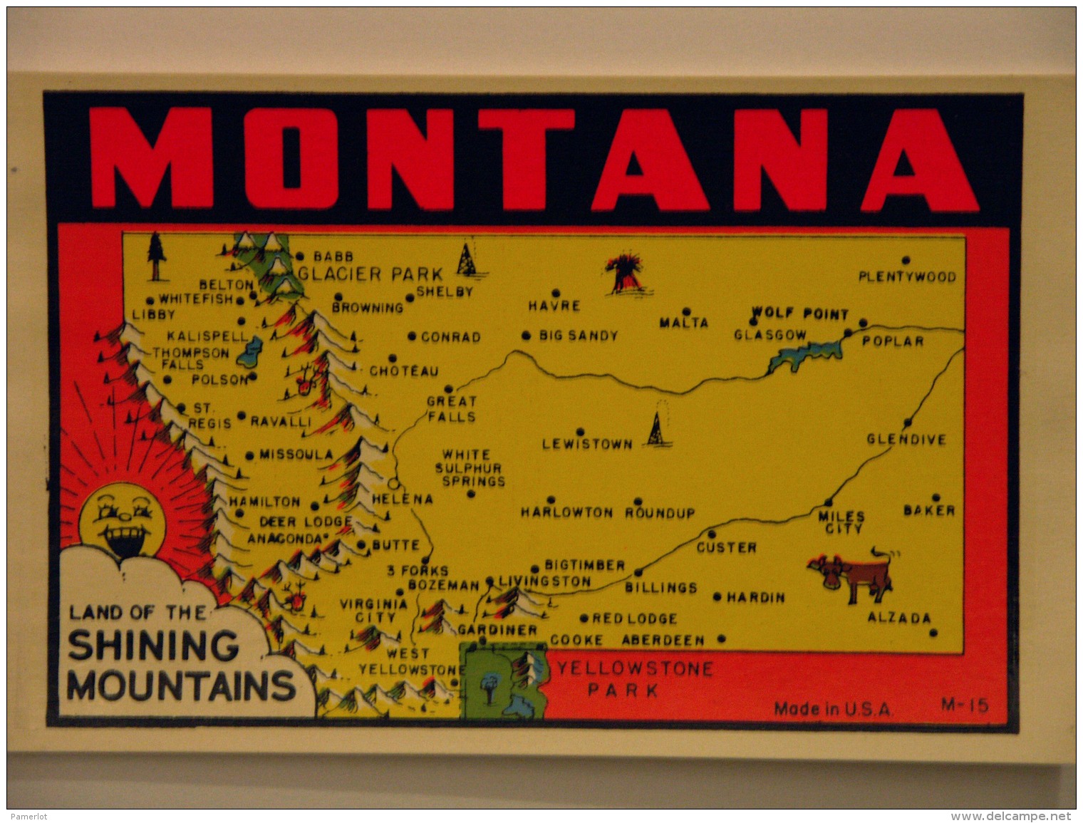 2 Vieilles Cartes Montana Et Washington USA, Decalque Pour Valise De Voyages Et Feuillet D'instruction - 4 Scans - Roadmaps