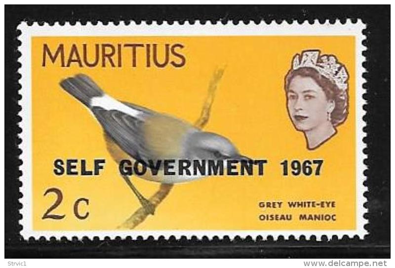 Mauritius, Scott # 306 Mint Hinged Bird, Overprinted, 1967 - Mauritius (1968-...)