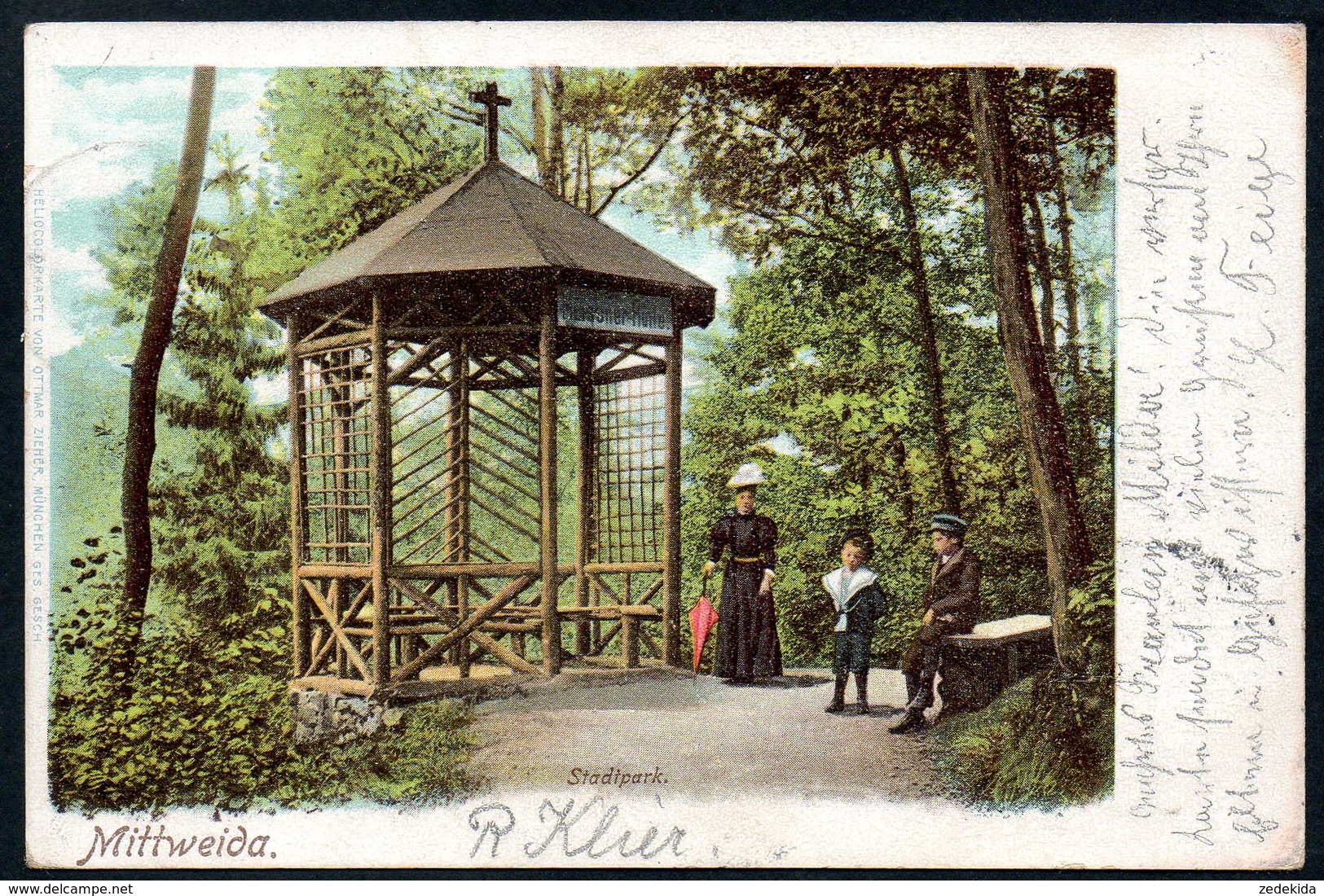 8714 - Alte Ansichtskarte - Mittweida - Stadtpark - Gel 1904 - Heliocolorkarte Ottmar Zieher - Mittweida