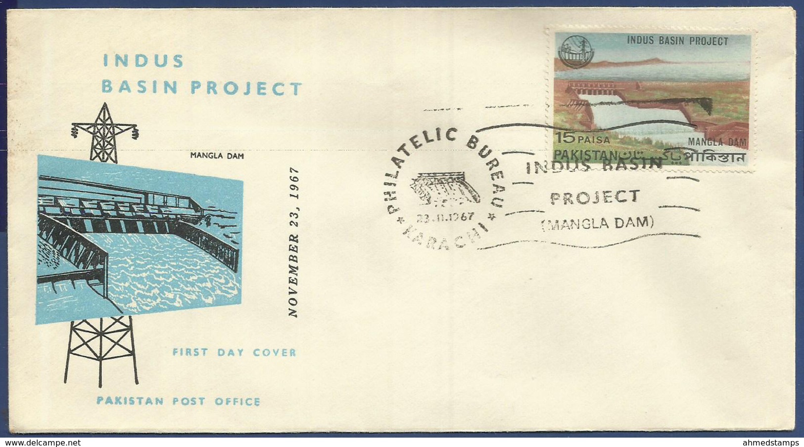 PAKISTAN 1967 MNH  FIRST DAY COVER FDC INDUS BASIN PROJECT ELECTRICITY WATER - Pakistan