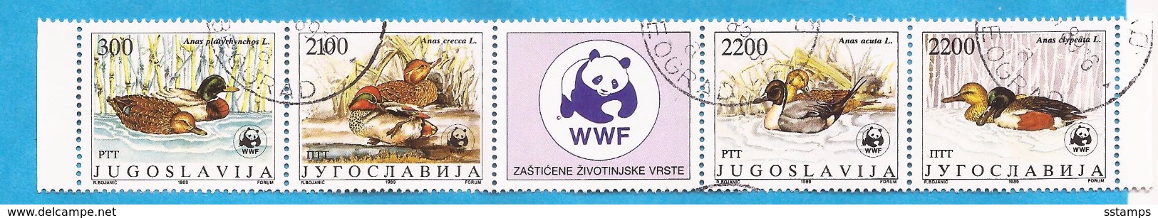 1989  2328-31  FAUNA WWF  VOEGEL  BIRDS ENTE ANATRE  GESCHUEZTE TIERE JUGOSLAVIJA JUGOSLAWIEN  USED - Gebruikt