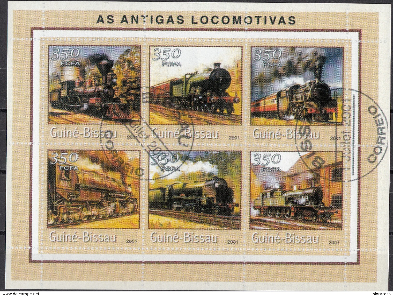 1719B Guinea Bissau 2001  Vecchie Locomotive A Vapore Steam Locomotives Sheet Imperf. - Guinea-Bissau