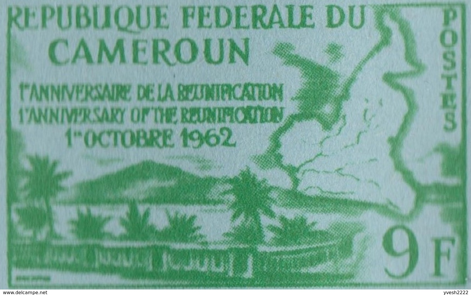 Cameroun 1962. Les 2 Premiers Aérogrammes à 9 Et 18 F. Réunification, Carte Du Cameroun, Paysage, Volcan - Volcans