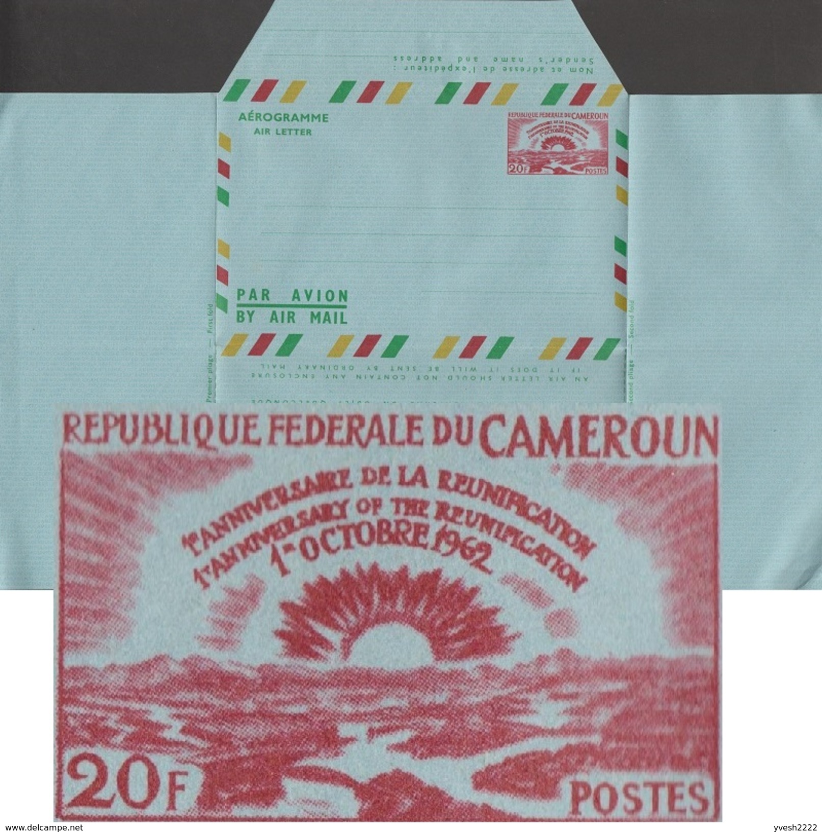 Cameroun 1962. Aérogramme à 20 F. Soleil Sur La Mer - Afrika