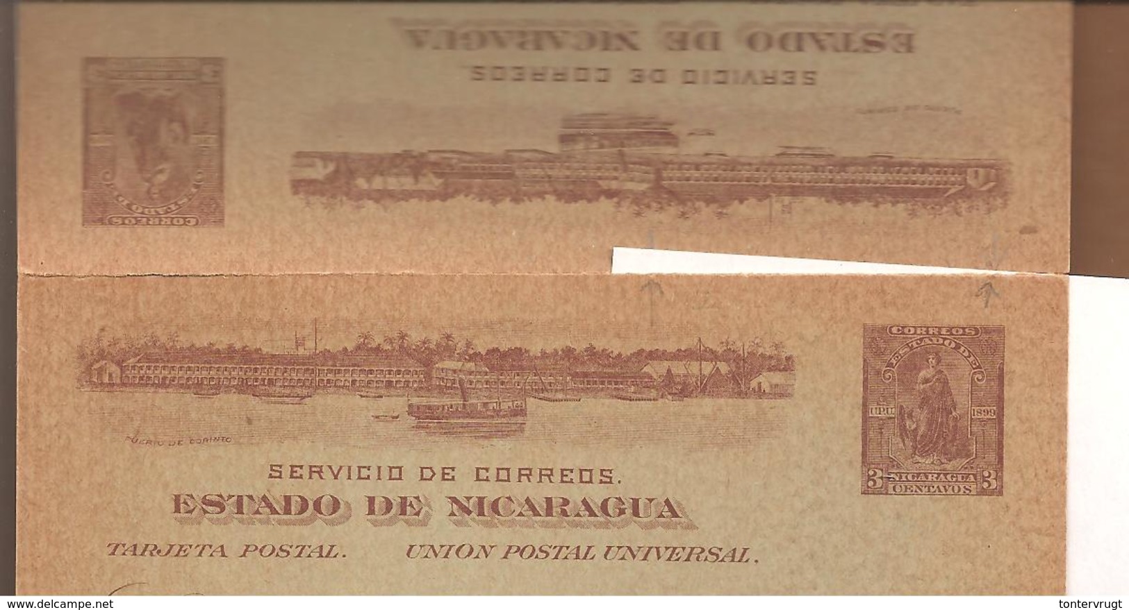 Puerto De Corinto. Tarjeta Postal Avec Réponse. Partly Dentelure Opend; See Scans ! HG No.37 - Nicaragua