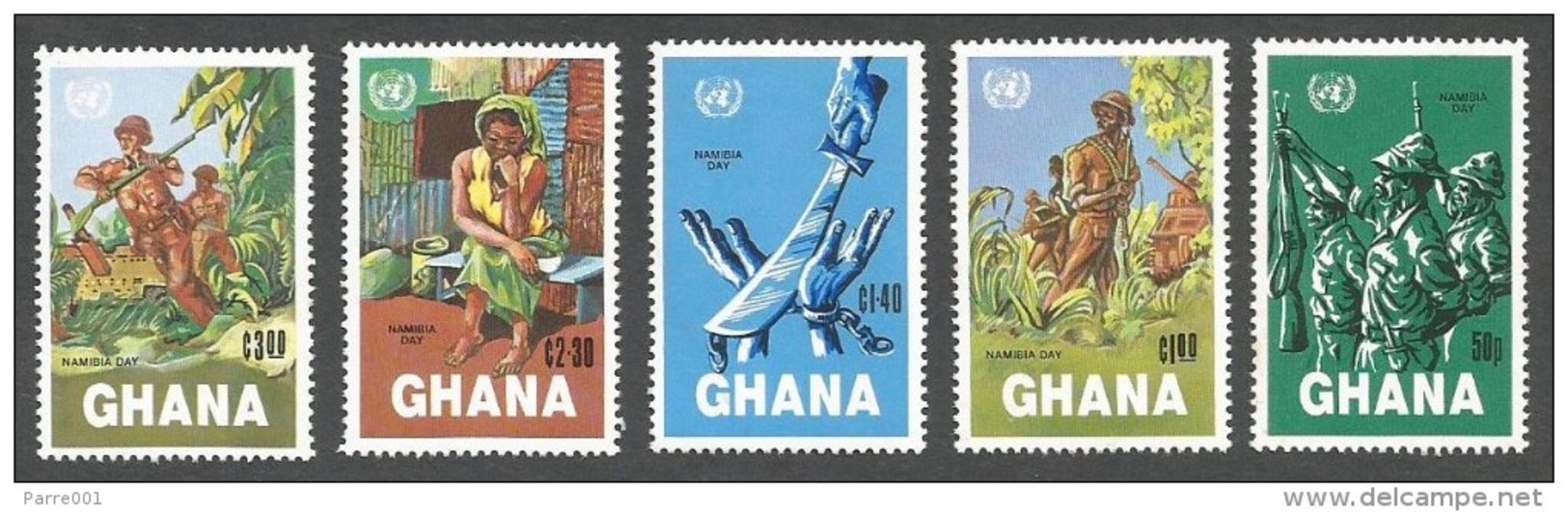 Ghana 1984 UN Namibia Day Apartheid Struggle Michel 1013-7 MNH Mint Set - Ghana (1957-...)