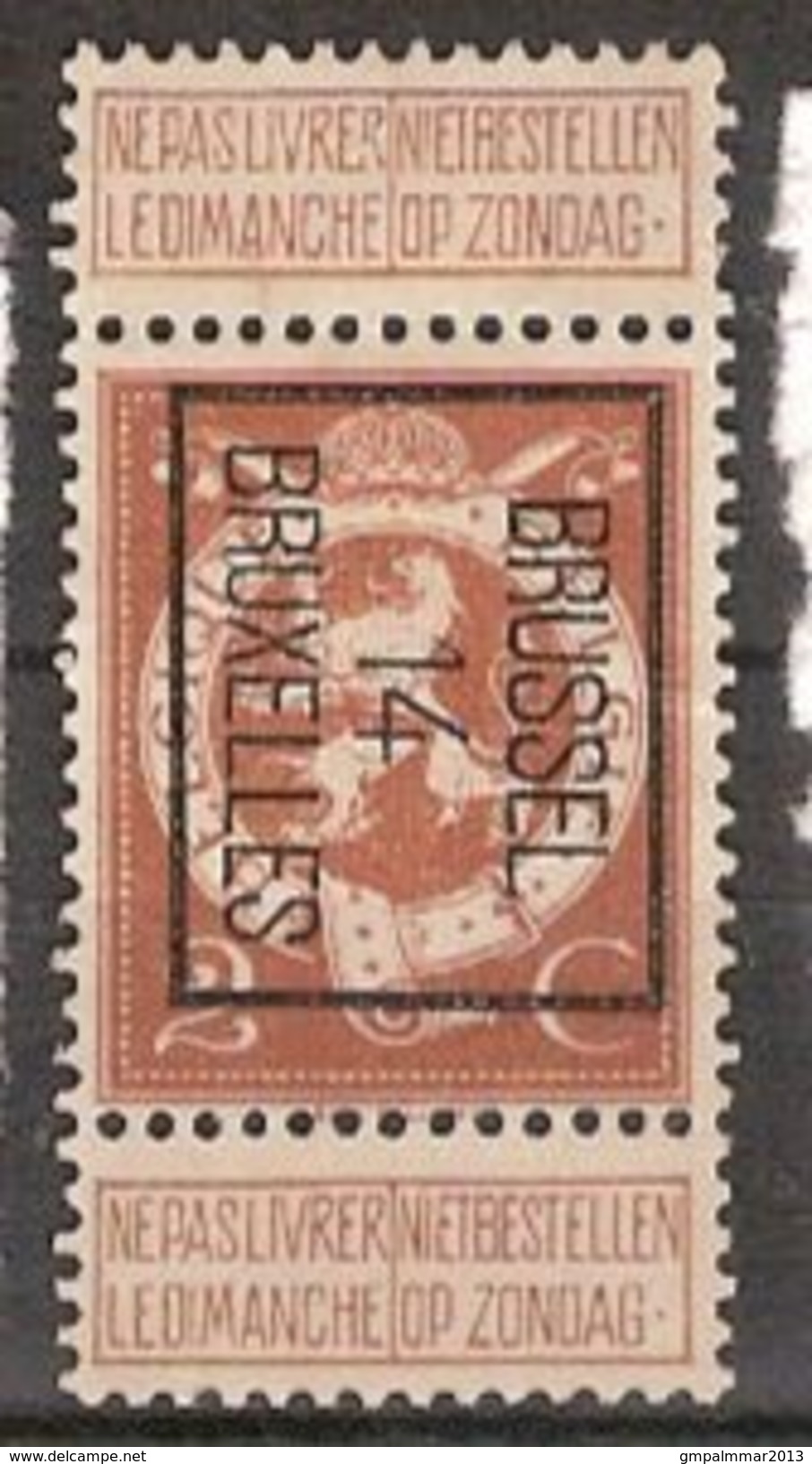 PELLENS Cijfer Nr. 109 Voorafgestempeld TYPO Nr. 45 Positie B  BRUSSEL 14 BRUXELLES ; Staat Zie Scan ! Inzet Aan 5 &eu - Typos 1912-14 (Lion)