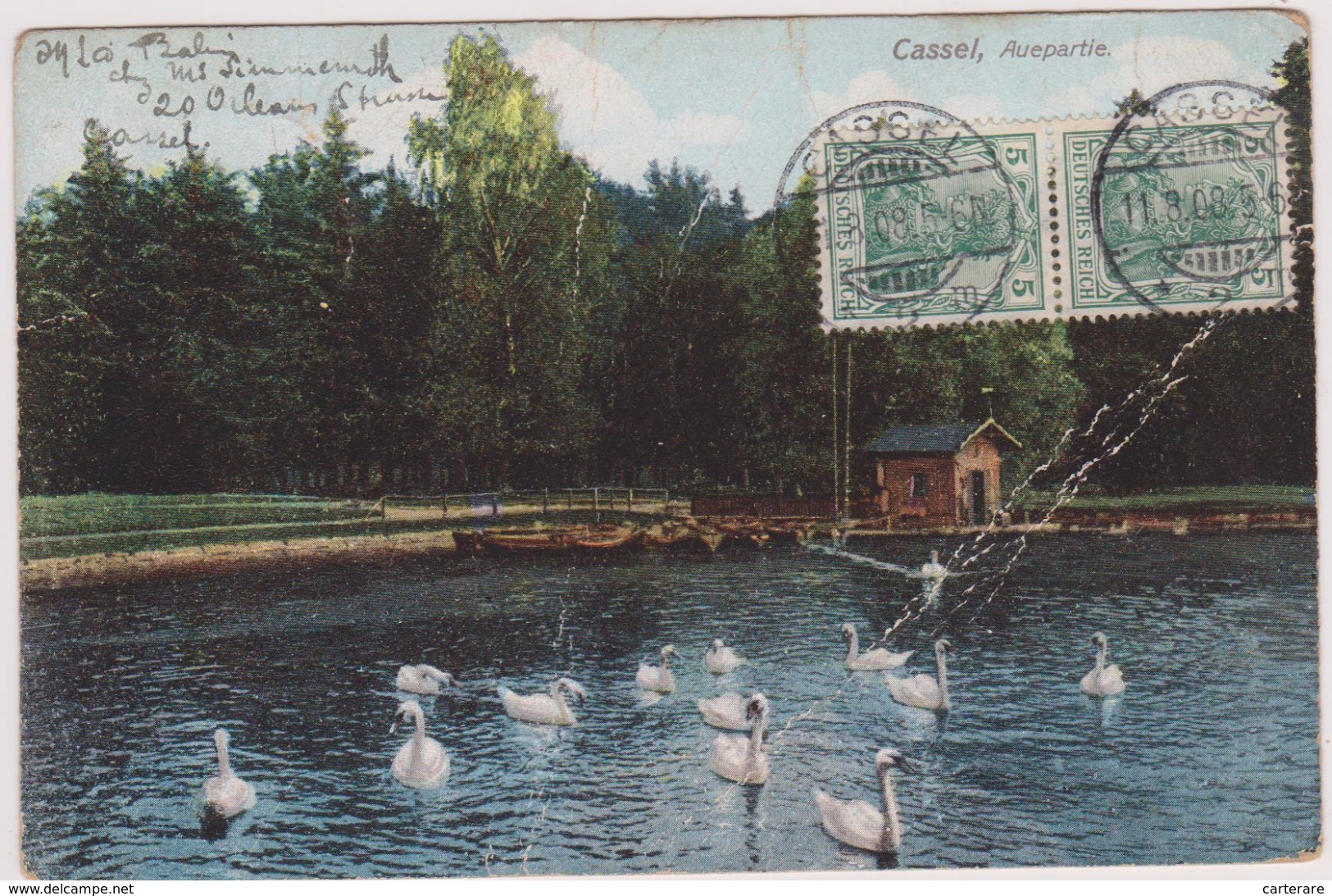 Cpa,allemagne,germany,cassel ,1908,2 Timbres ,cygne - Kassel