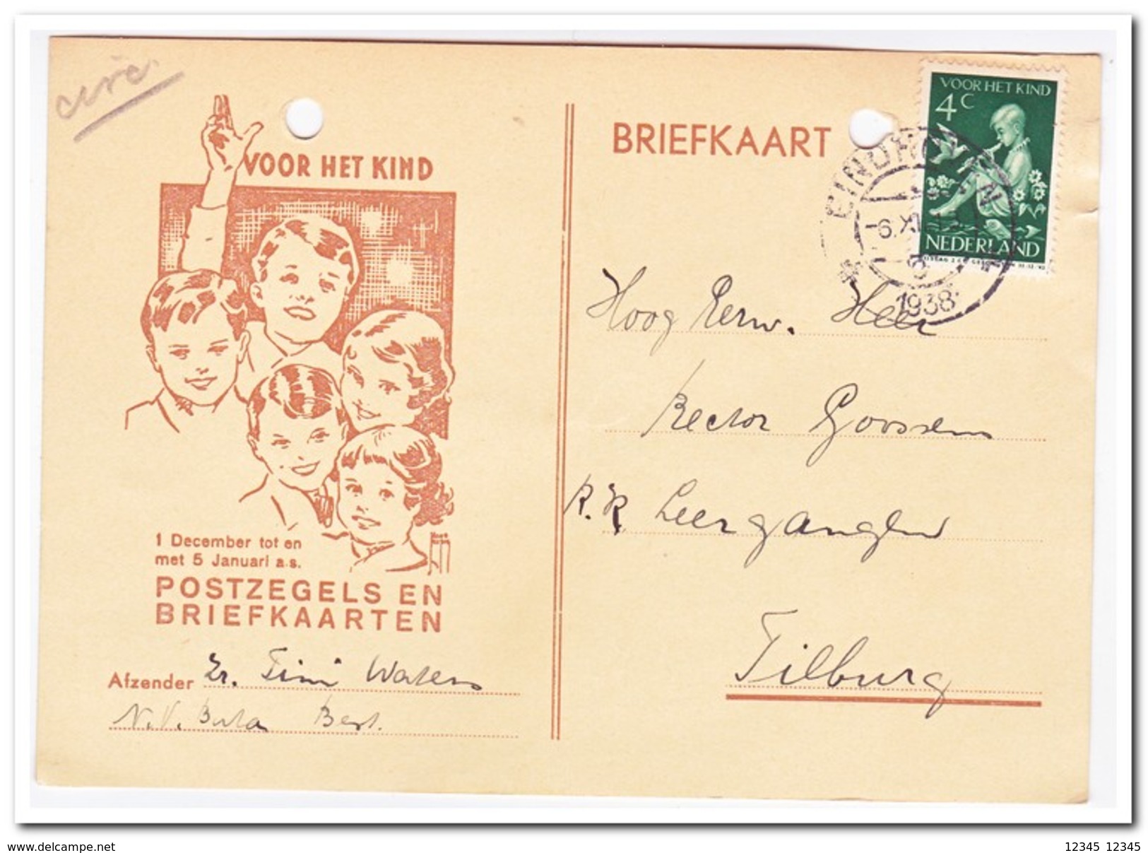 Briefkaart Van Best Naar Tilburg Stempel Eindhoven -6.XII.18 1938 - Brieven En Documenten