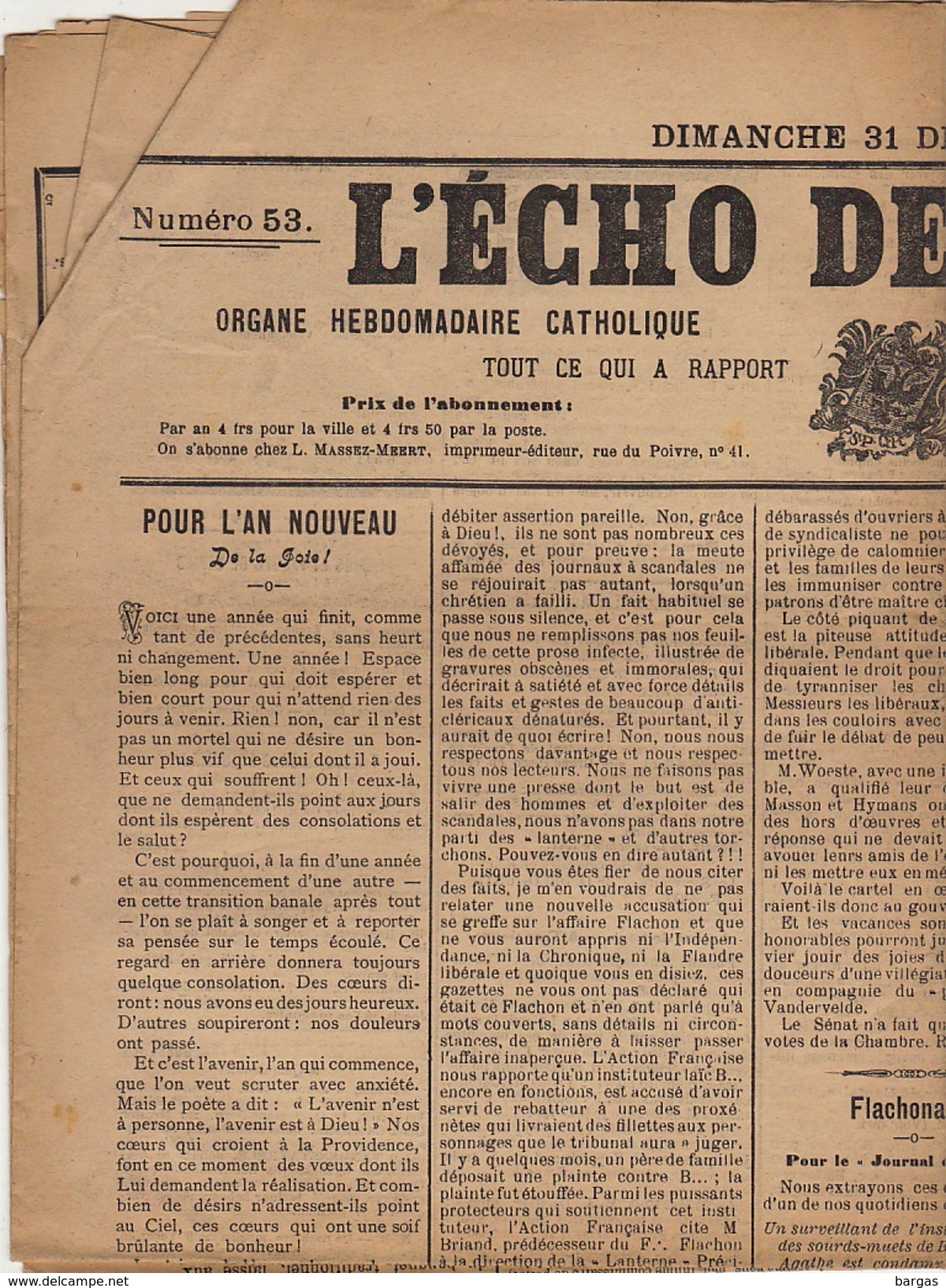 Journal Ancien Catholique L'ECHO DE RENAIX Ronse 30 Juin 1912 Résultats Des Election Communale Concert Brul Quaremont - 1850 - 1899