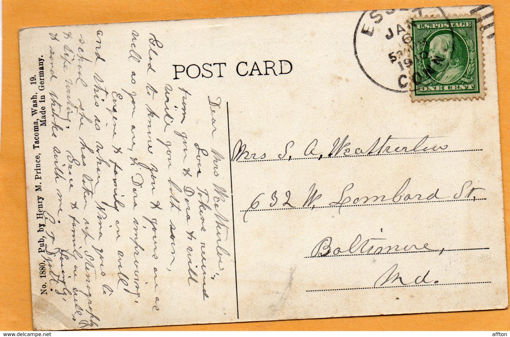 Tacoma Wash 1910 Postcard - Tacoma