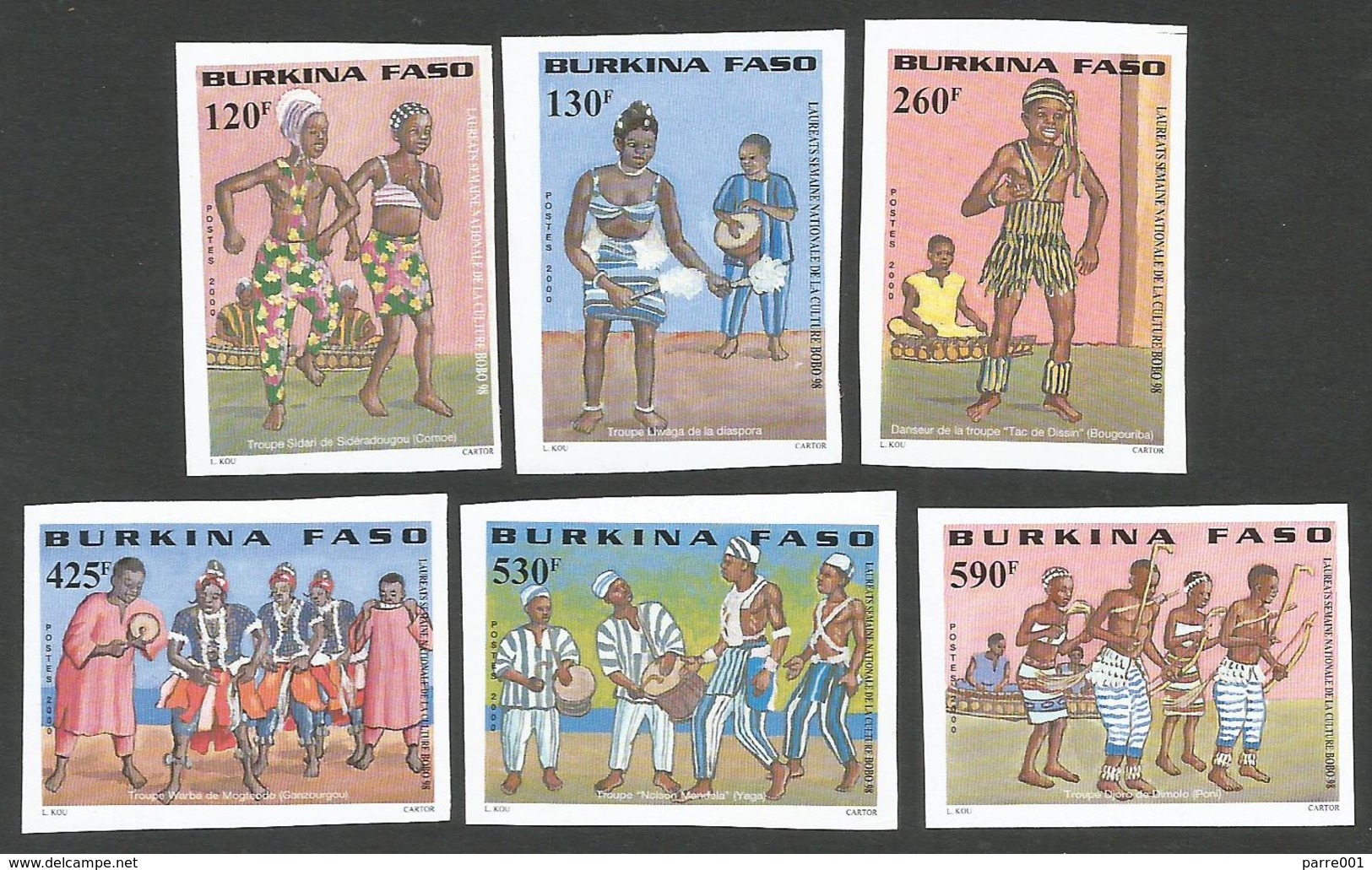 Burkina Faso 2000 Dance Michel 1773-1778 Unperforated Mint - Burkina Faso (1984-...)