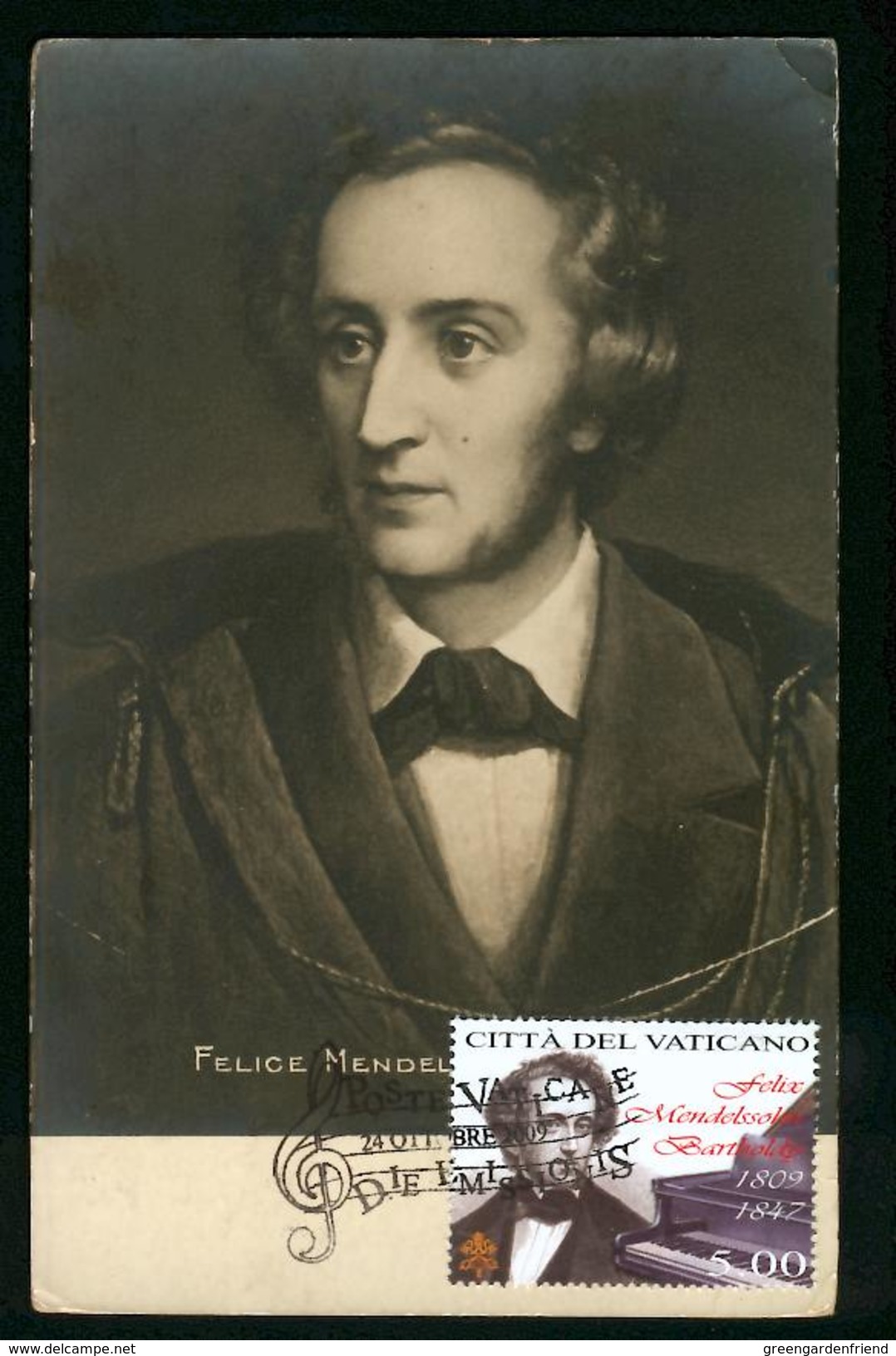 16906 Vaticano, Maximum 2009  Felix Mendelssohn,  Vintage Card - Muziek