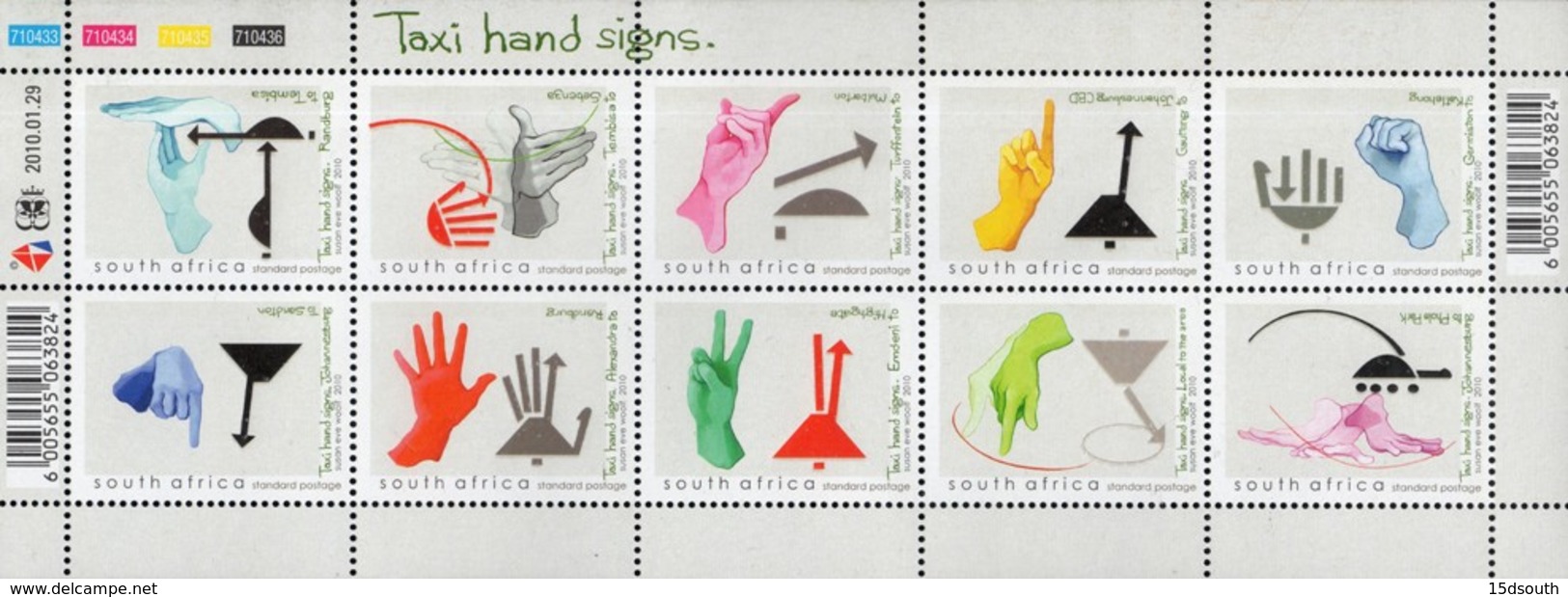 South Africa - 2010 Taxi Hand Signs Sheet (**) # SG 1744a - Other (Earth)