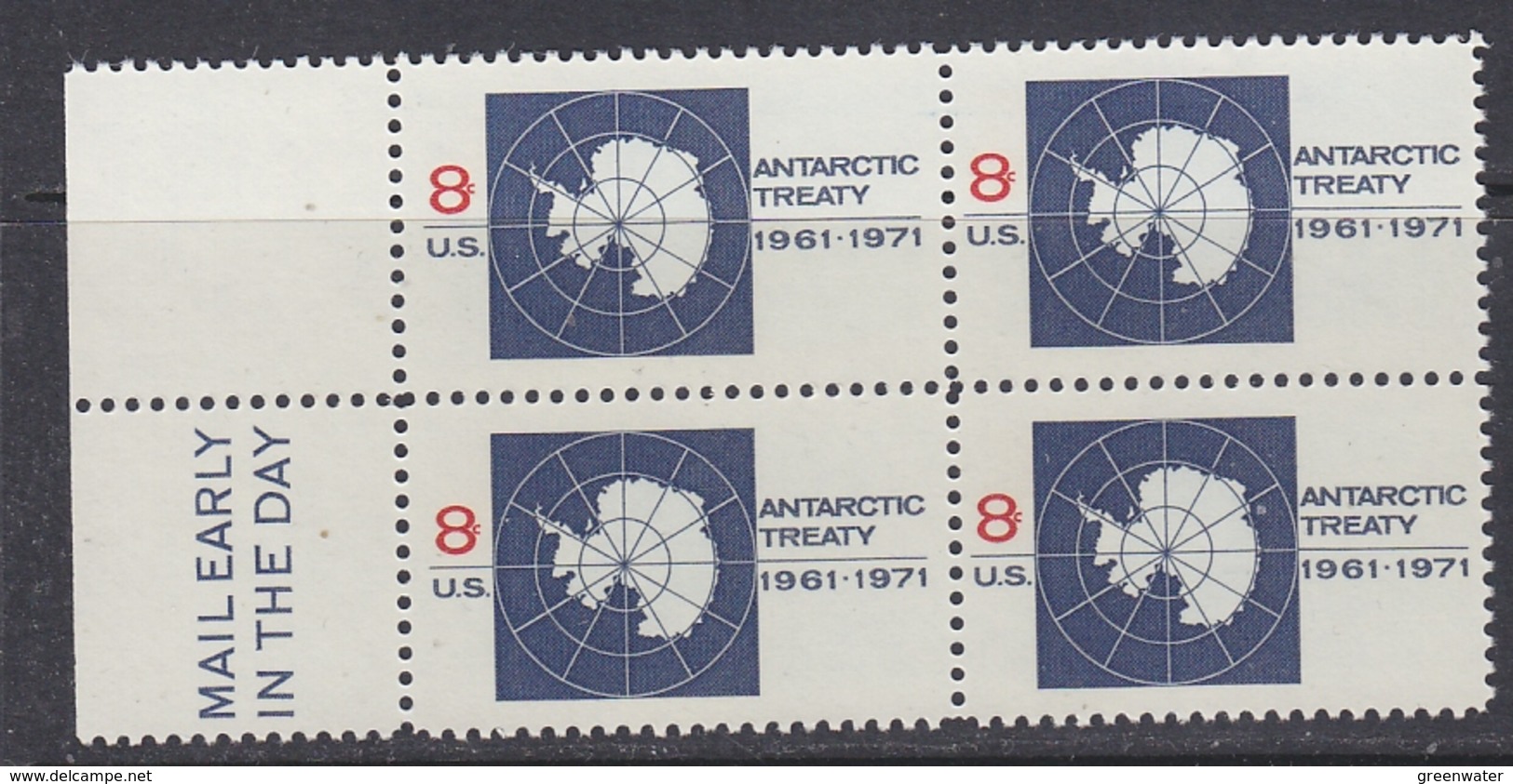 United States 1971 Antarctic Treaty 1v Bl Of 4 (+ Mail Early In The Day)  ** Mnh  (34303A) - Antarctisch Verdrag