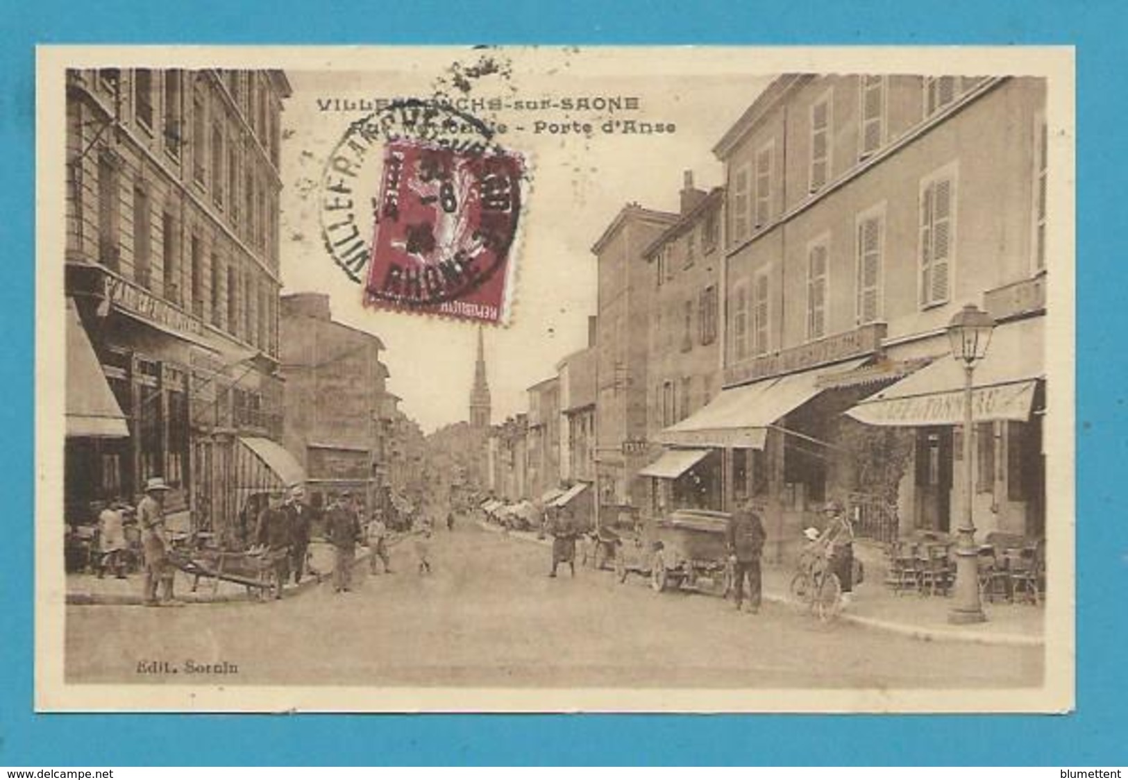 CPSM Commerces Rue Nationale - Porte D'Anse  VILLEFRANCHE-SUR-SAÔNE 69 - Villefranche-sur-Saone