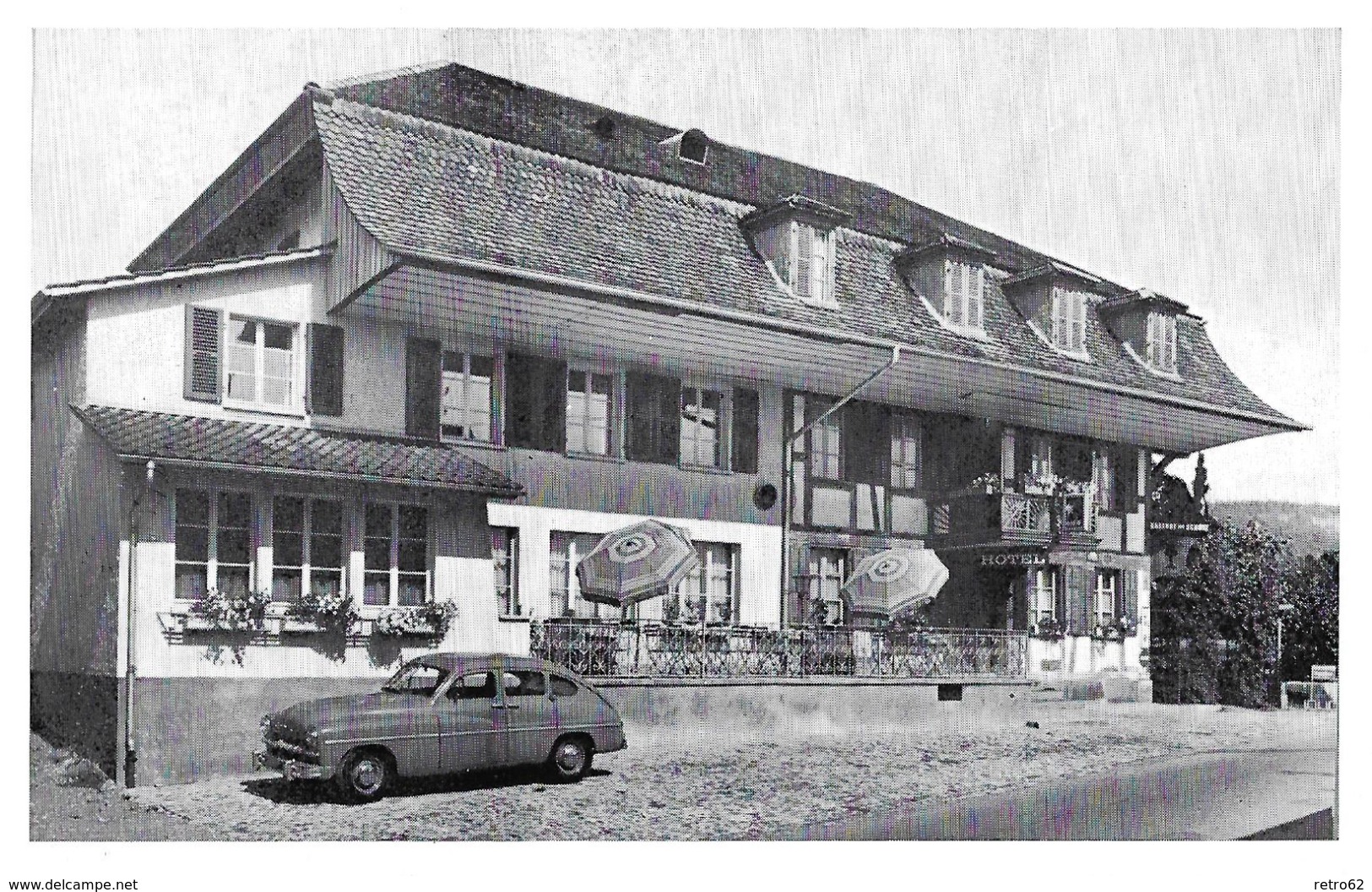 OPPLIGEN &rarr; Hotel - Restaurant Zum Schütz Mit Oldtimer Davor, Fotokarte Ca.1950 - Autres & Non Classés