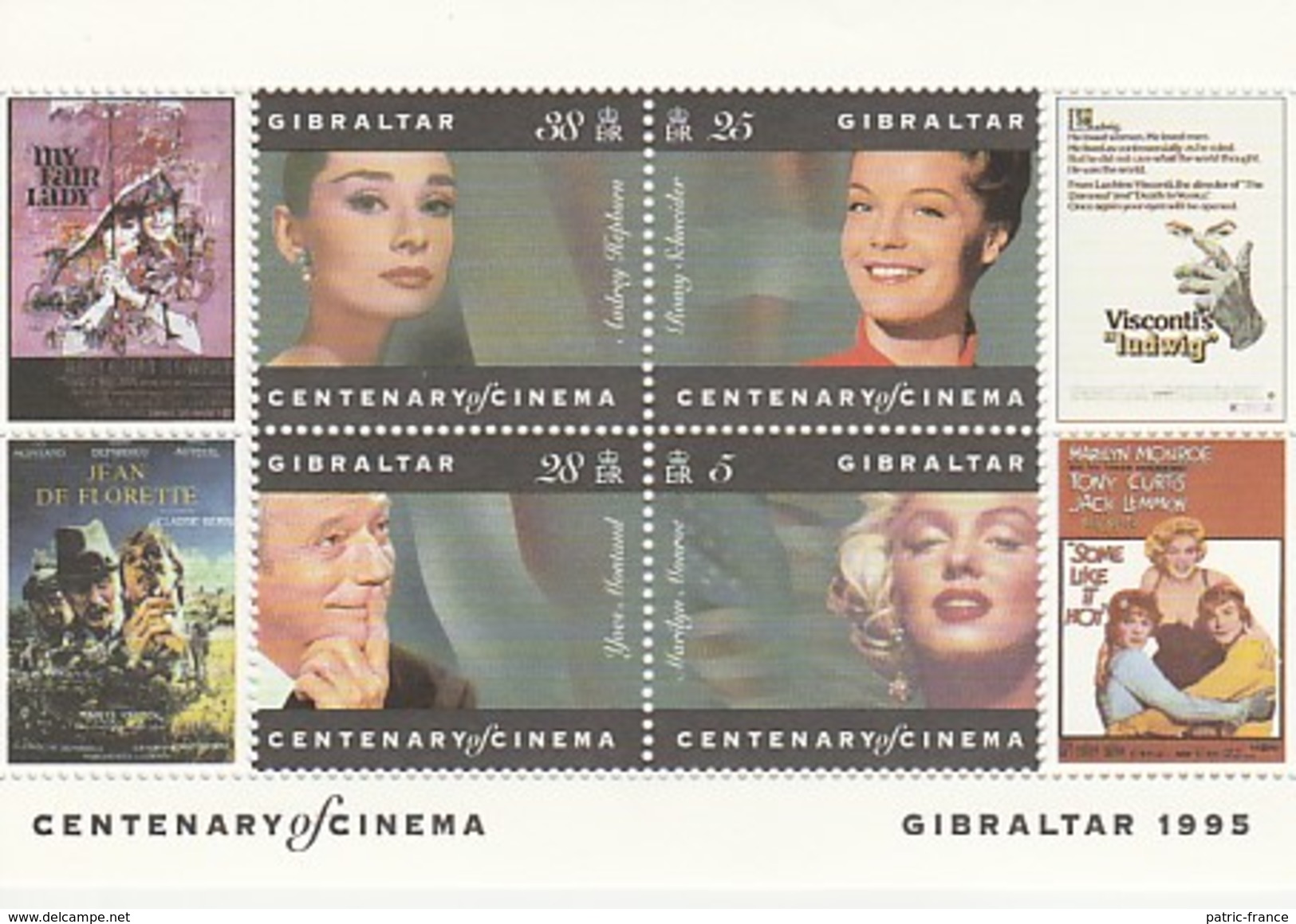 Gibraltar 1995 - Centenaire Du Cinéma - Y.Montand ; A.Hepburn ; R.Schneider ; M.Monroe - Acteurs