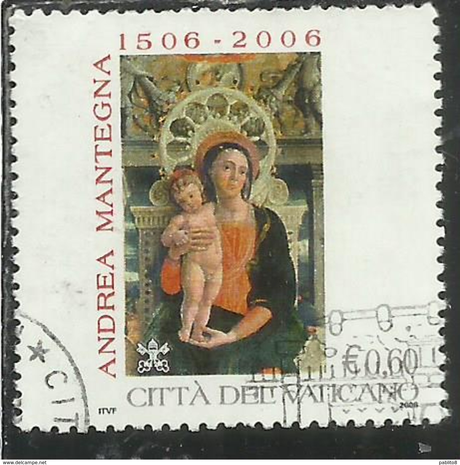 VATICANO VATICAN VATIKAN 2006 ANDREA MANTEGNA POLITTICO DI SAN ZENO &euro; 0,60 USATO USED OBLITERE' - Oblitérés