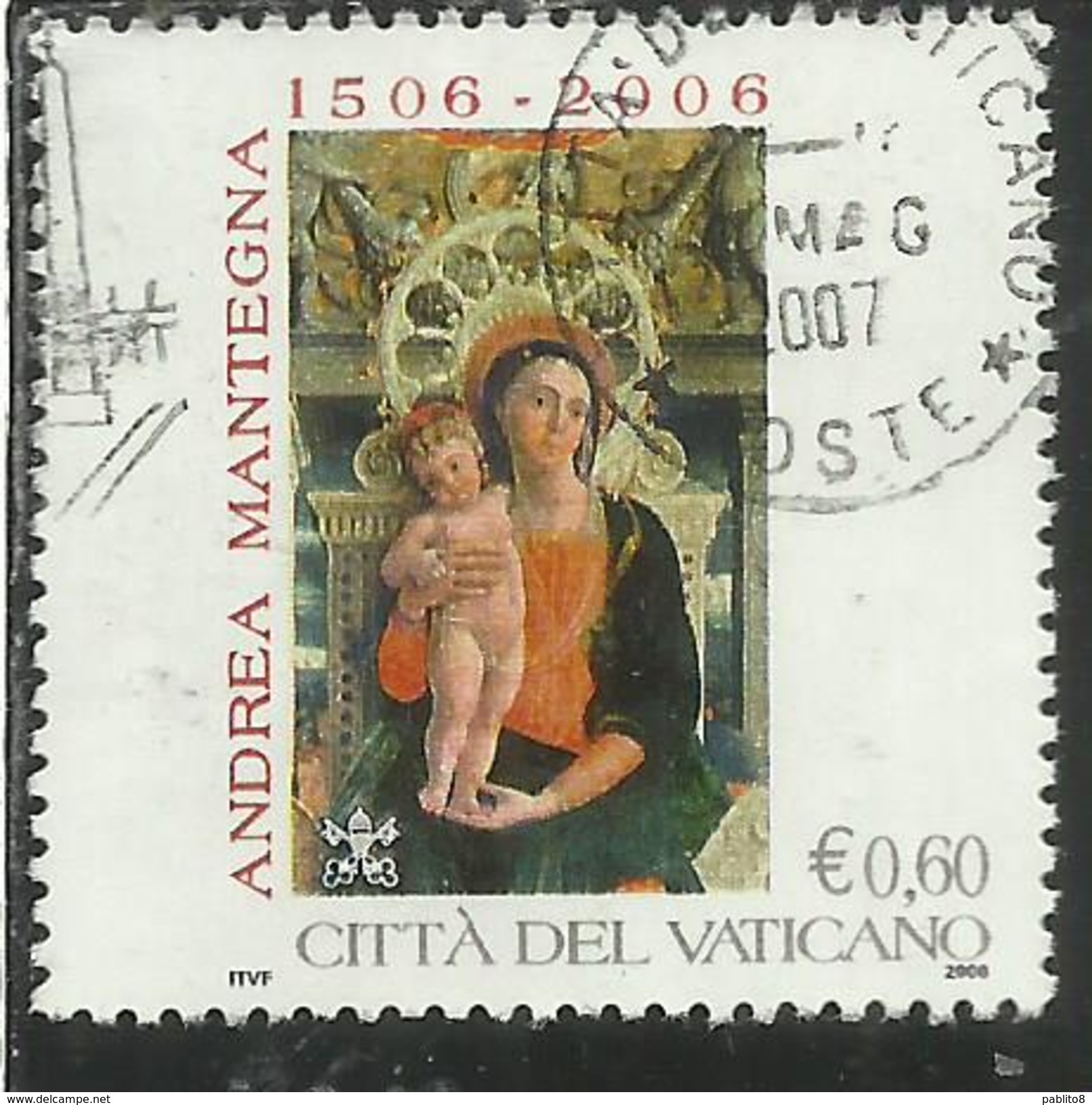 VATICANO VATICAN VATIKAN 2006 ANDREA MANTEGNA POLITTICO DI SAN ZENO &euro; 0,60 USATO USED OBLITERE' - Oblitérés