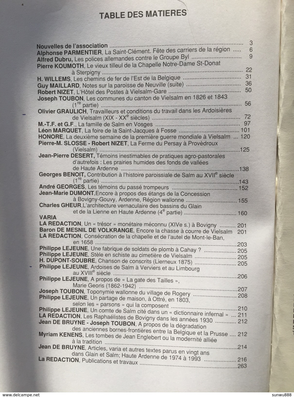 Glain Et Salm - Terre De Salm (Revue 39 1993, 272 Pages) (ardoise, Chemins De Fer, Conditions De Travail Ardoisière, ... - Belgique