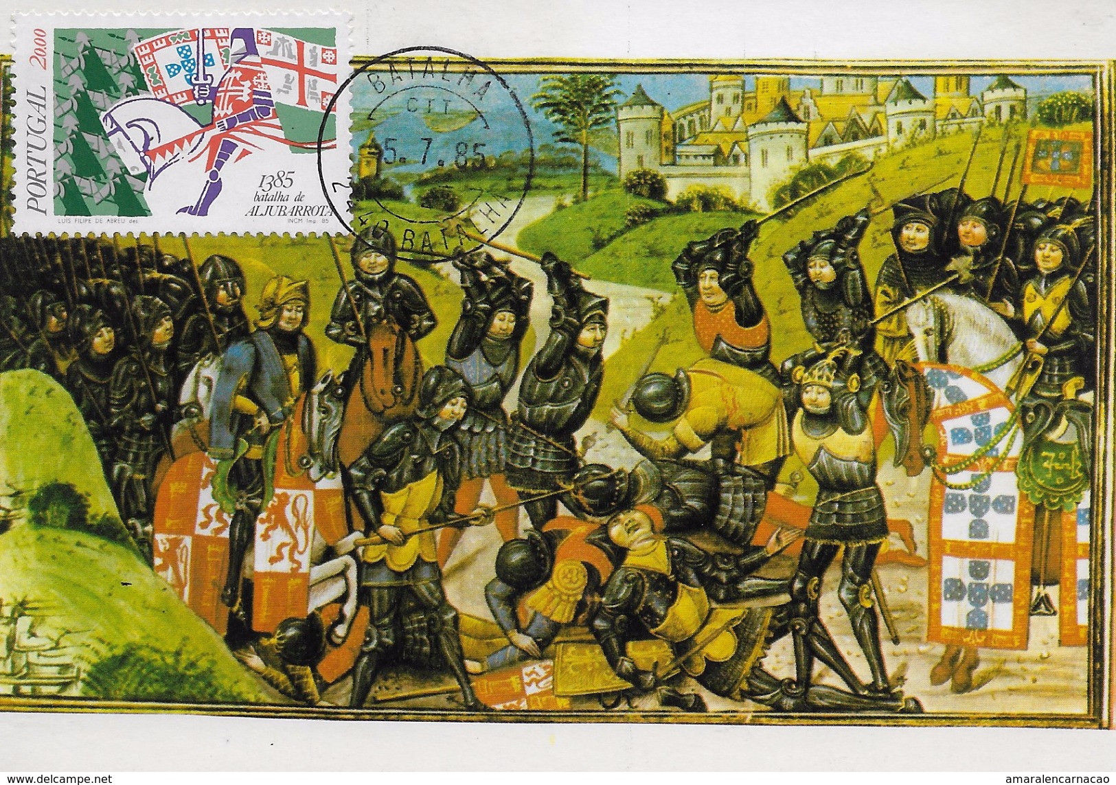 CARTE MAXIMUM - MAXICARD - MAXIMUMKART - MAXIMUM CARD - PORTUGAL - BATAILLE DE ALJUBARROTA (1385) - Cartes-maximum (CM)
