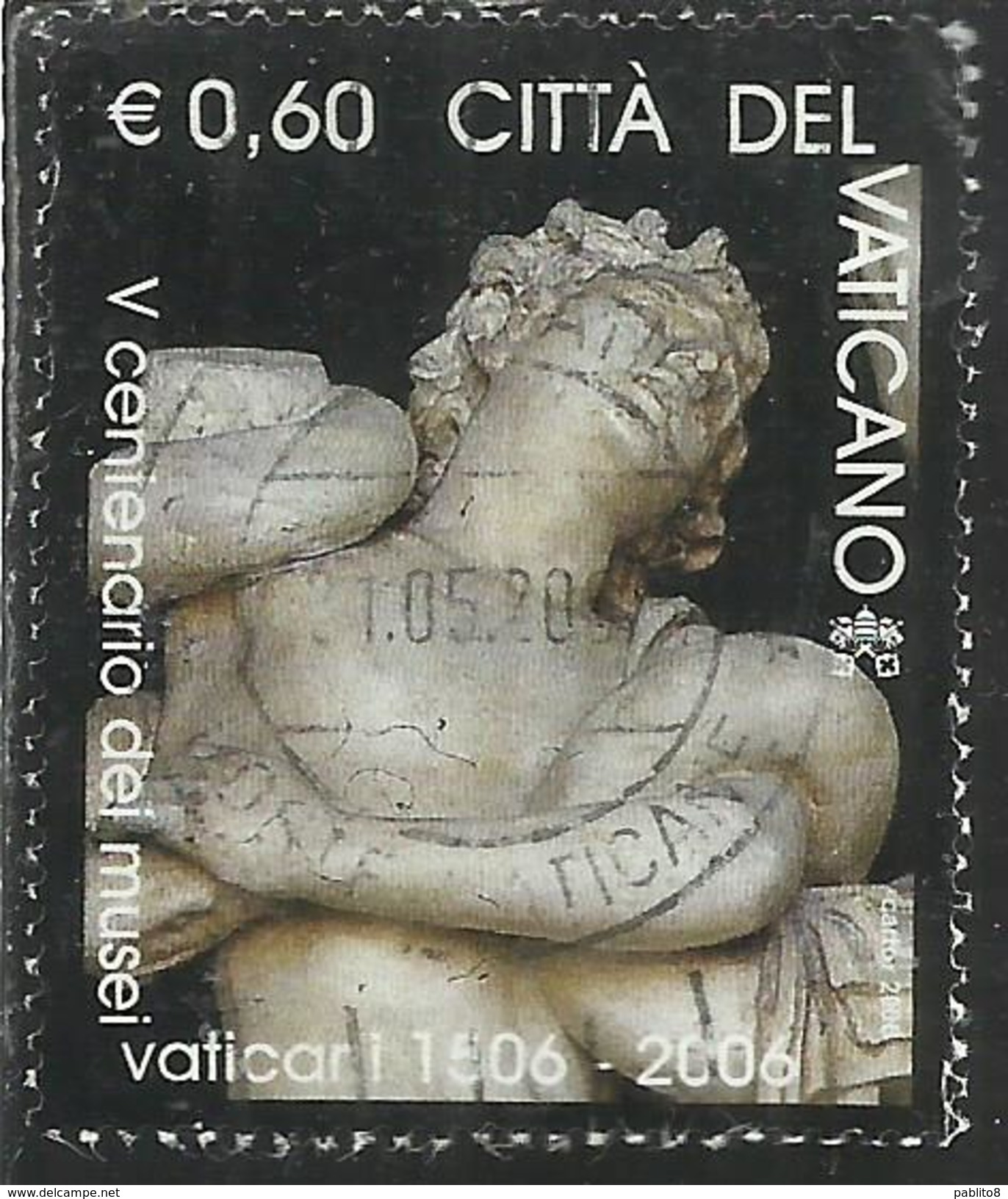 CITTÀ DEL VATICANO VATICAN VATIKAN CITY 2006 MUSEI VATICANI LACOONTE &euro; 0,60 USATA USED OBLITERE' - Oblitérés