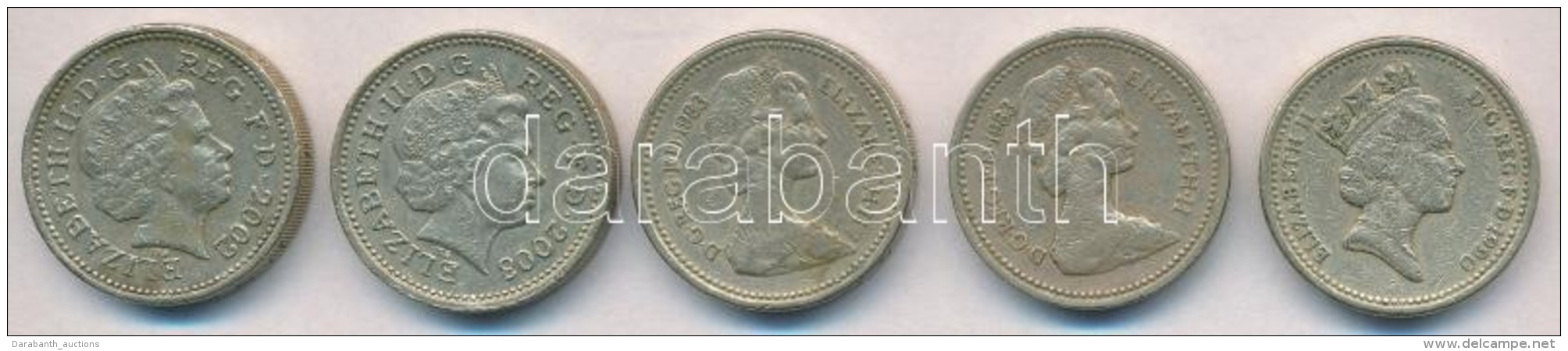 Nagy-Britannia 1983-2003. 1Å (5x) T:2,2- Ph.
Great Britain 1983-2003. 1 Pound (5x) C:XF,VF Edge Error - Non Classés