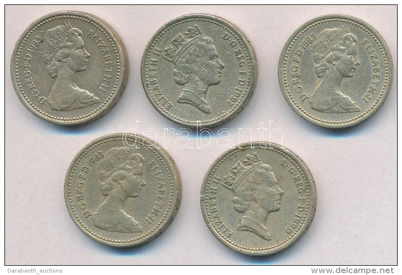 Nagy-Britannia 1983-1997. 1Å (5x) T:2,2- Ph.
Great Britain 1983-1997. 1 Pound (5x) C:XF,VF Edge Error - Non Classés