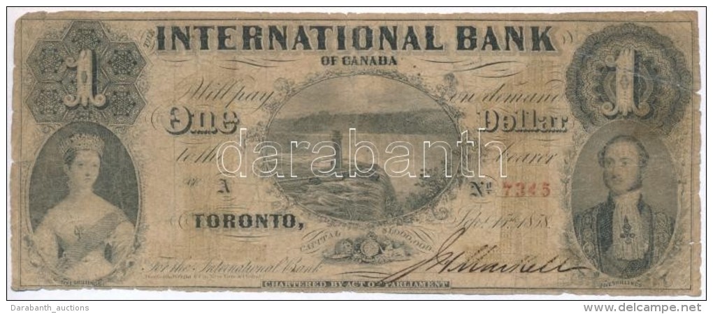 Kanada / Kanadai Nemzetk&ouml;zi Bank 1858. 1$ T:IV 
Canada / International Bank Of Canada 1858. 1 Dollar... - Non Classés