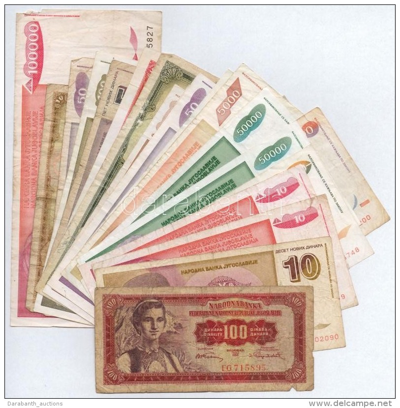 Jugoszl&aacute;via 1955-1994. 20db Klf Bankjegy T:III-,IV
Yugoslavia 1955-1994. 20pcs Of Various Banknotes C:VG,G - Non Classés