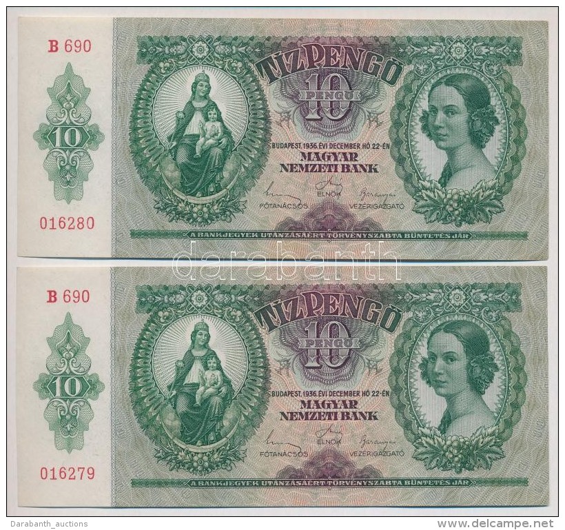 1936. 10P (2x) Sorsz&aacute;mk&ouml;vetÅ‘k T:I-,II - Non Classés