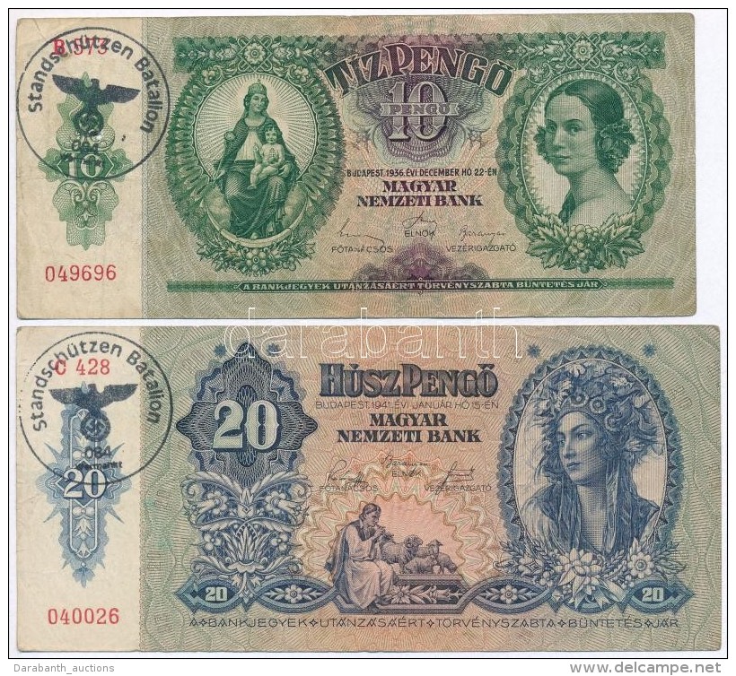 1930. 100P + 1932. 50P + 1936. 10P + 1941. 20P Mind Hamis 'STANDSCH&Uuml;TZEN BATALLION - 084 WERMACHT'... - Non Classés