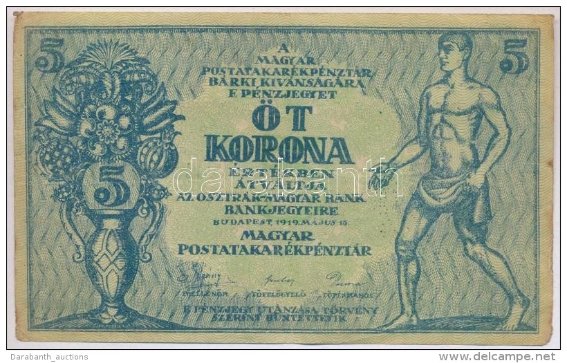 1919. 5K 'Osztr&aacute;k-Magyar Bank...' T:III Sz&eacute;p Pap&iacute;r - Non Classés