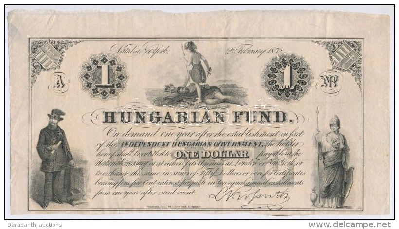 1852. 1$ 'A' 'Kossuth Bank&oacute;' Sorsz&aacute;m N&eacute;lk&uuml;l T:III
Hungary 1852. 1 Dollar 'A' 'Hungarian... - Non Classés
