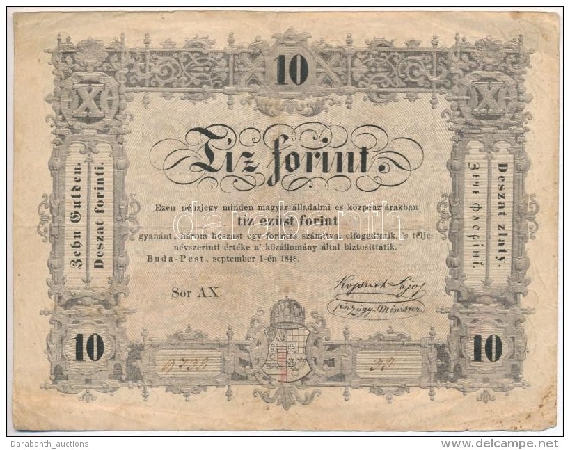 1848. 10Ft 'Kossuth Bank&oacute;' T:III,III-
Adamo G111 - Non Classés